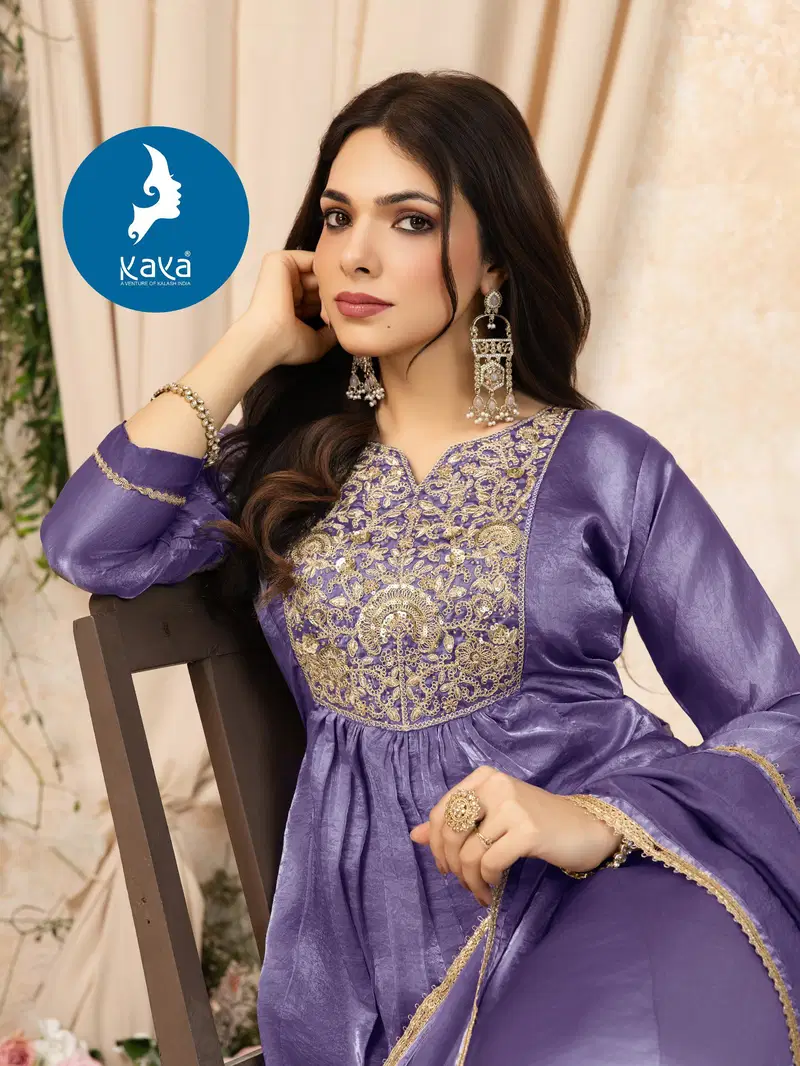 Kaya Skoda Fandy Silk With Work Festival Wear Kurti Pant And Dupatta