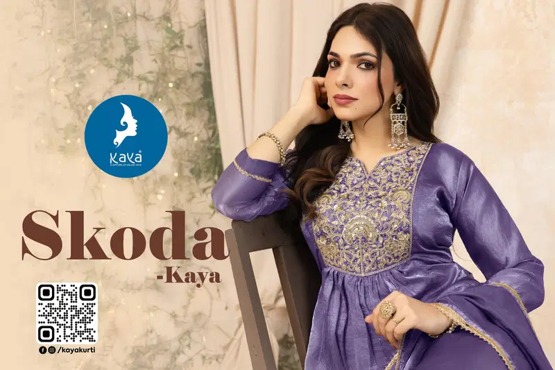 Kaya Skoda Fandy Silk With Work Festival Wear Kurti Pant And Dupatta