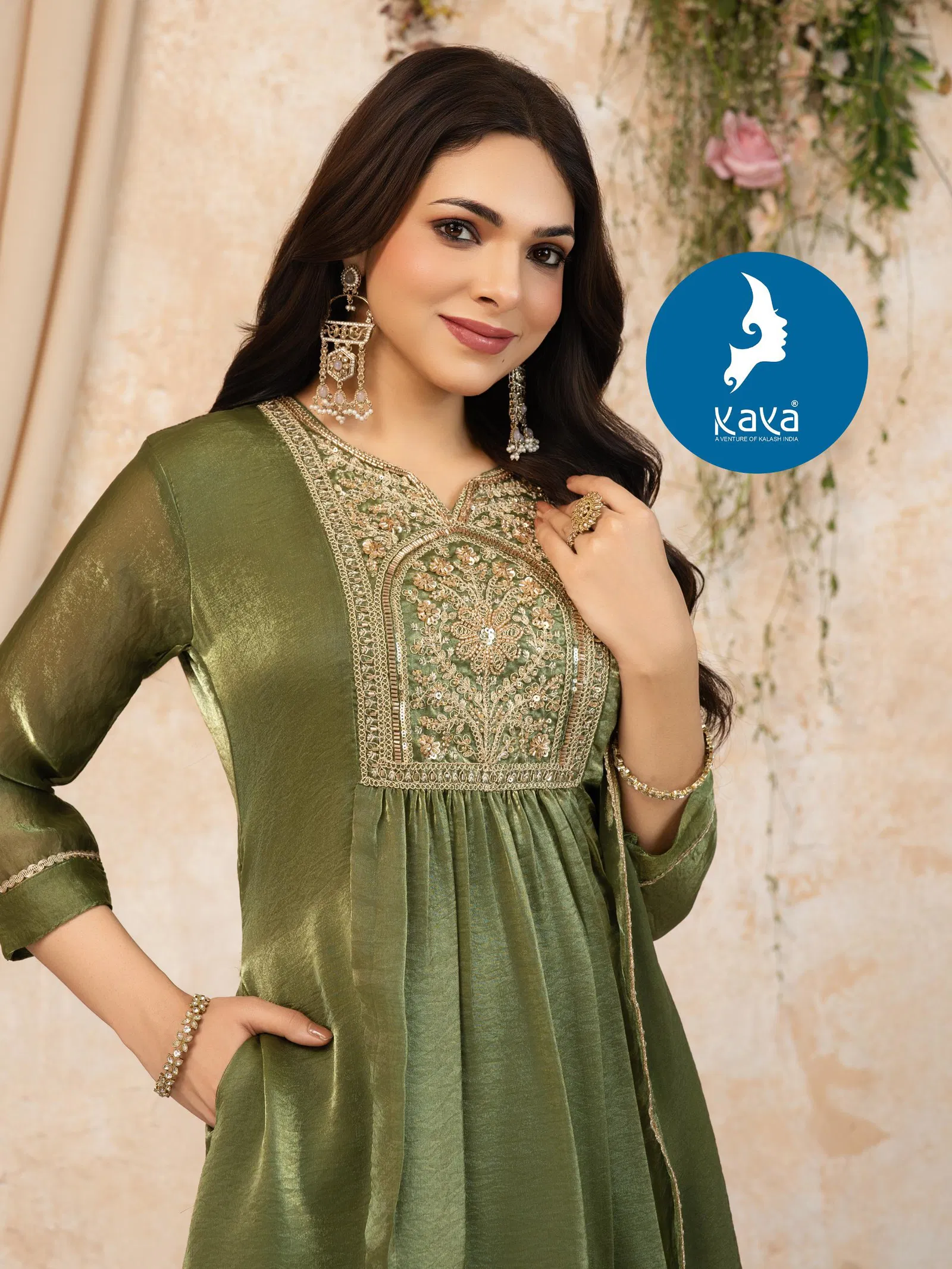 Kaya Skoda Fandy Silk With Work Festival Wear Kurti Pant And Dupatta