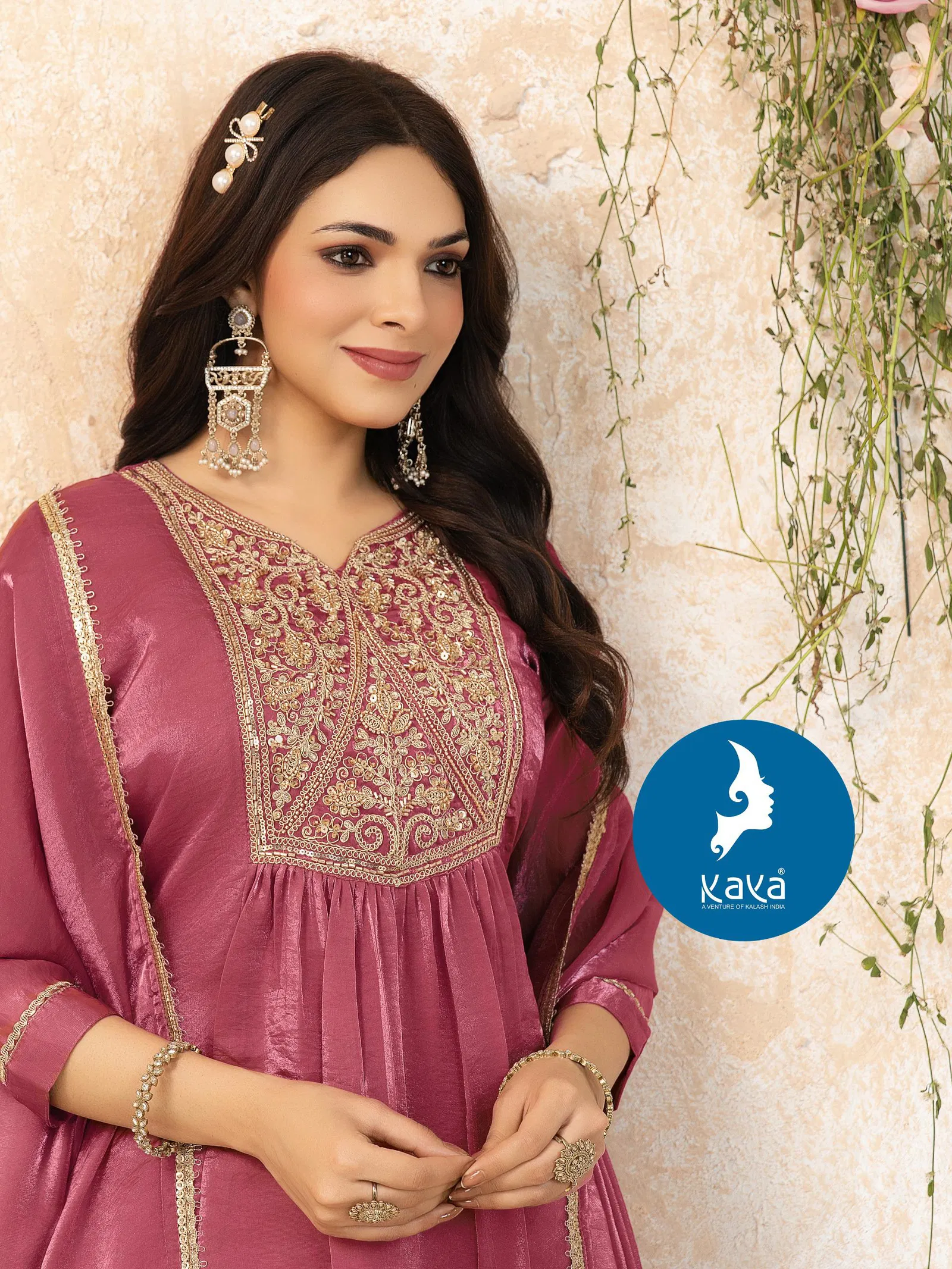 Kaya Skoda Fandy Silk With Work Festival Wear Kurti Pant And Dupatta