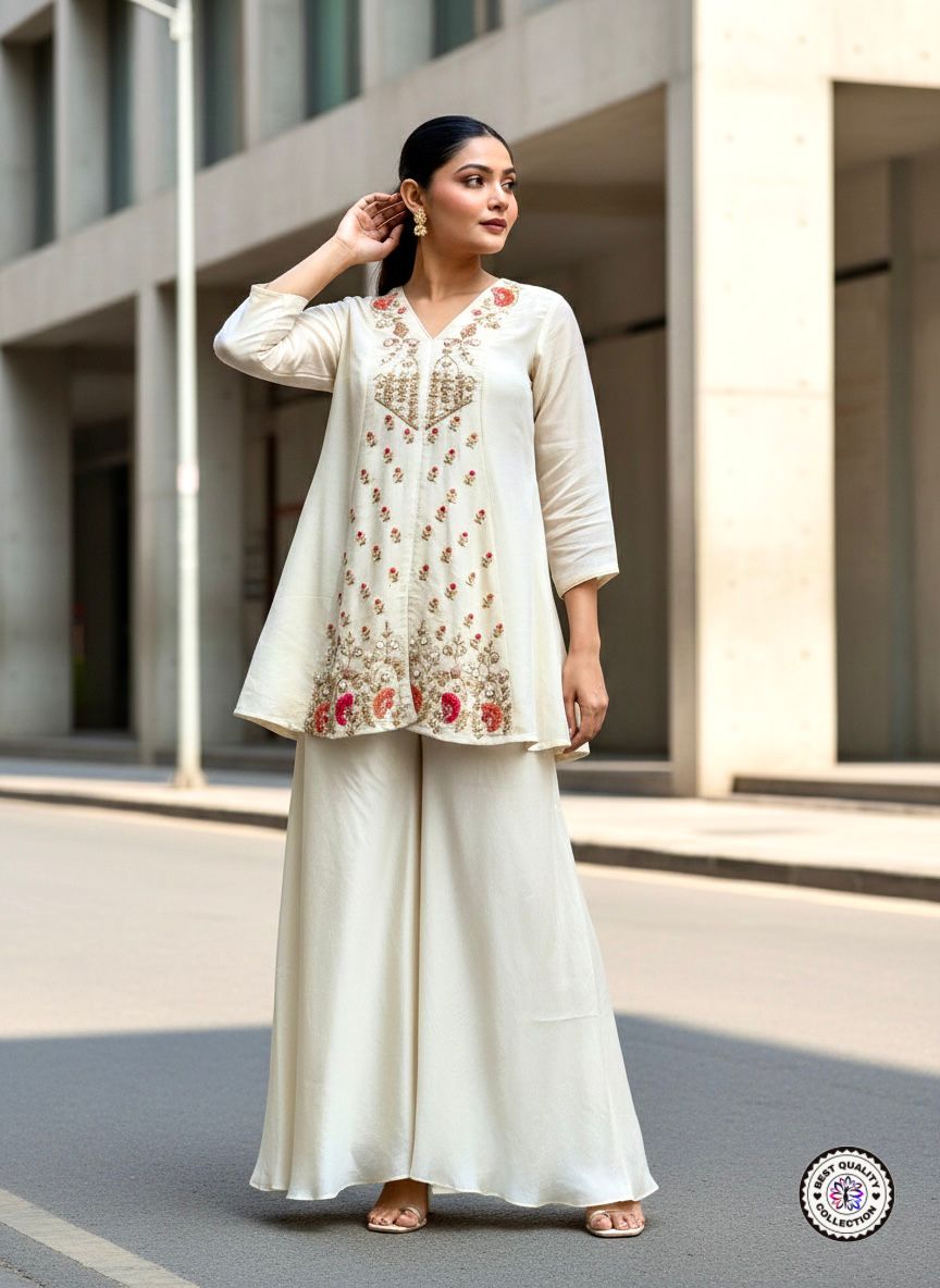 Lekha KL 509 Silk Embroidery Top With Bottom