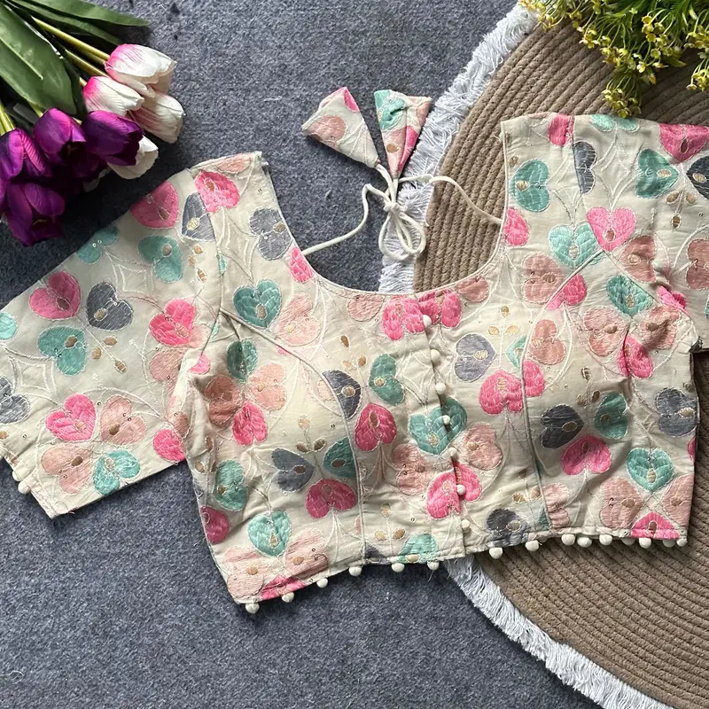 Khadi Work Vol 4 Cotton With Embroidery Work Blouse Collection