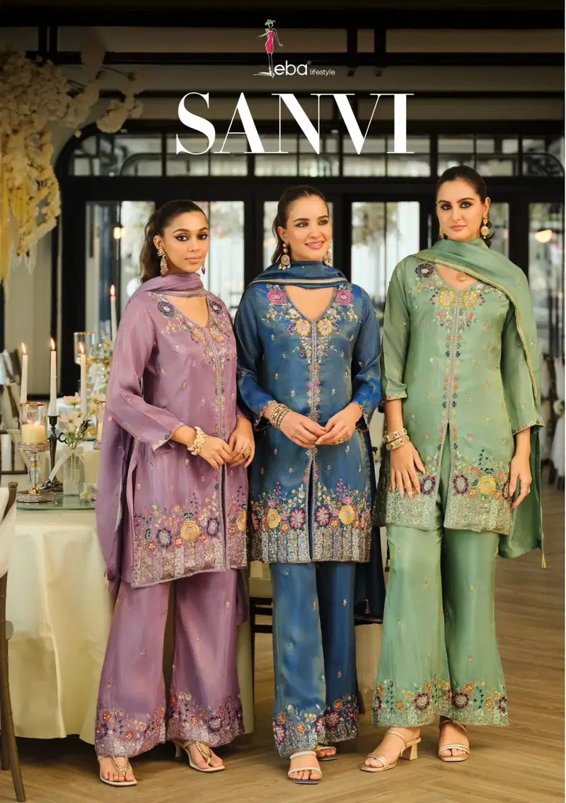 Eba Sanvi 2355 Simar With Beats Work Designer Top Bottom And Dupatta