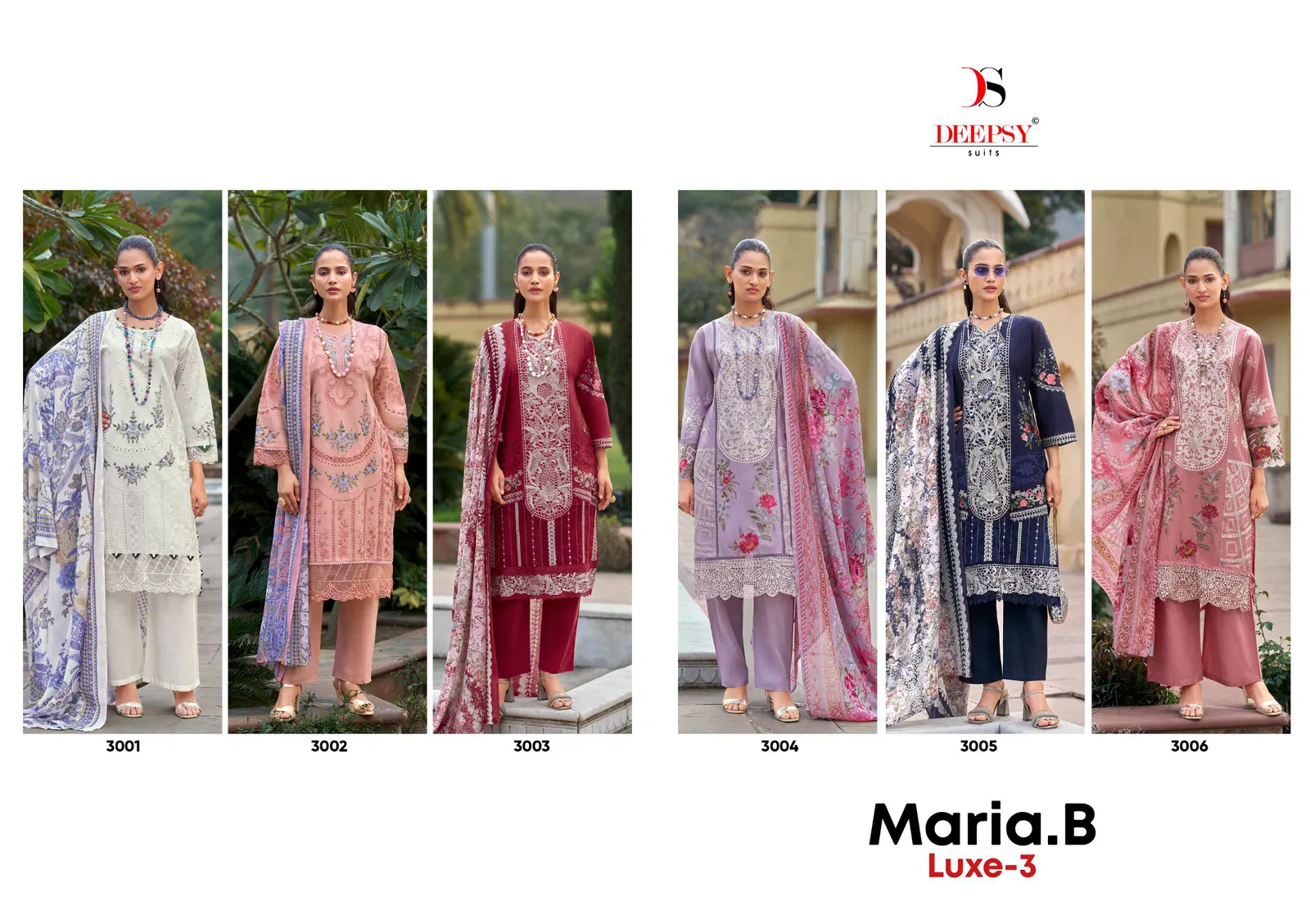 Deepsy Maria B Luxe Vol 3 Chiffon Dupatta Cotton Pakistani Salwar Kameez