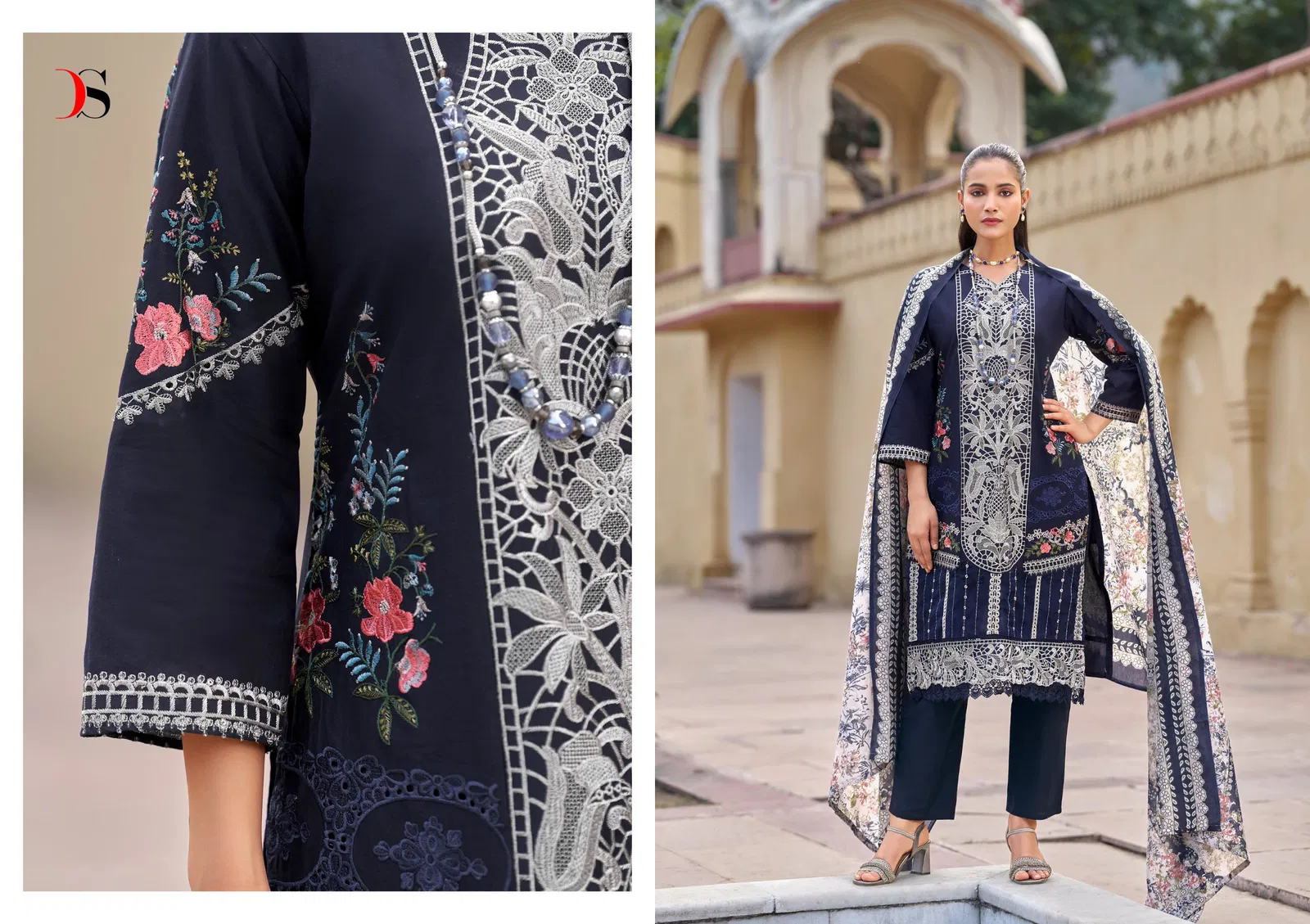 Deepsy Maria B Luxe Vol 3 Chiffon Dupatta Cotton Pakistani Salwar Kameez