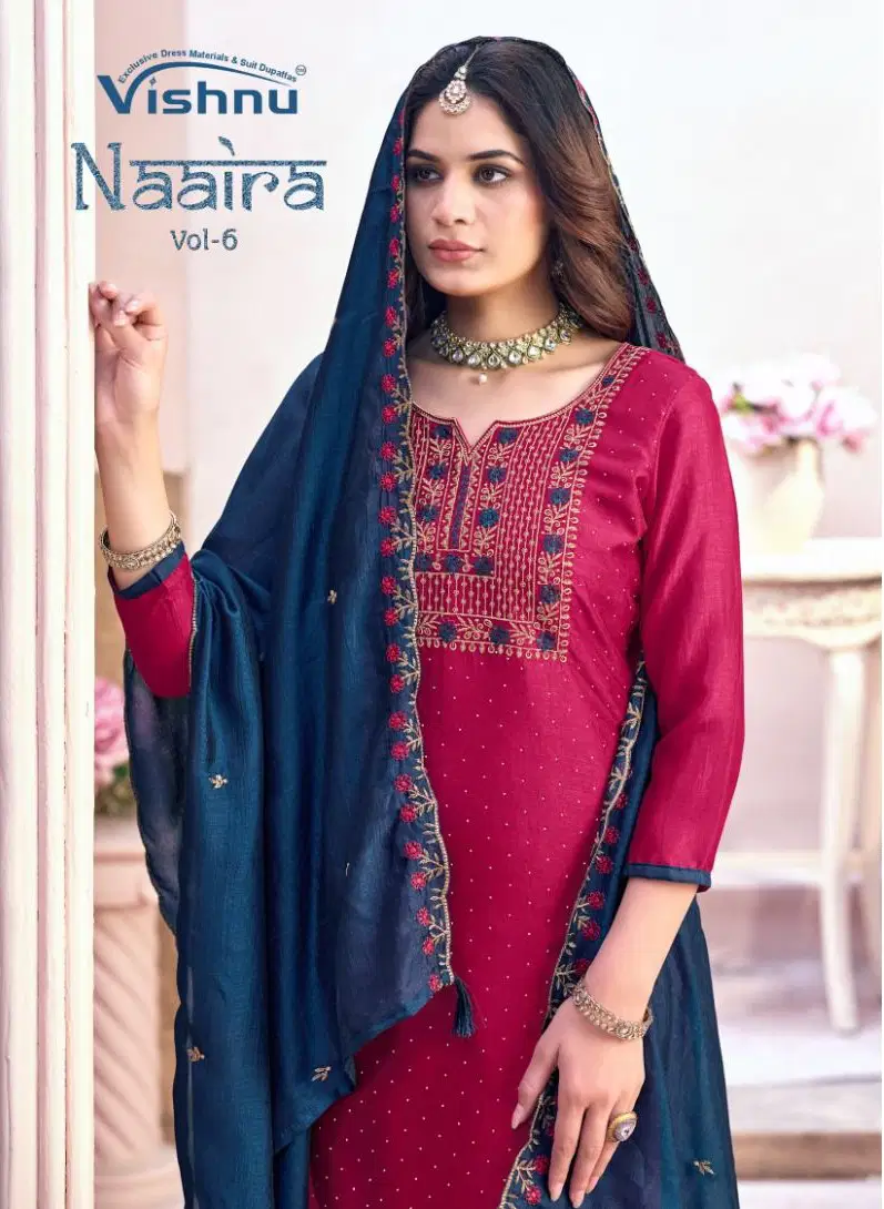 Vishnu Naaira Vol 6 Vichitra Blooming With Work Dress Material