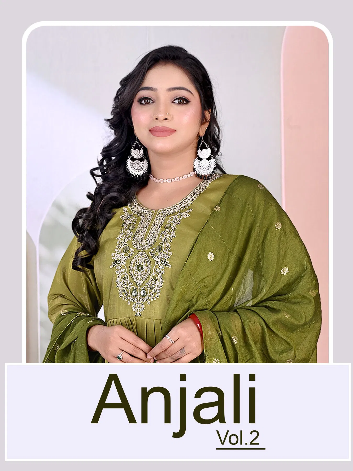 Anjali Vol 2 Roman Simmar Anarkali Kurti Pant With Dupatta