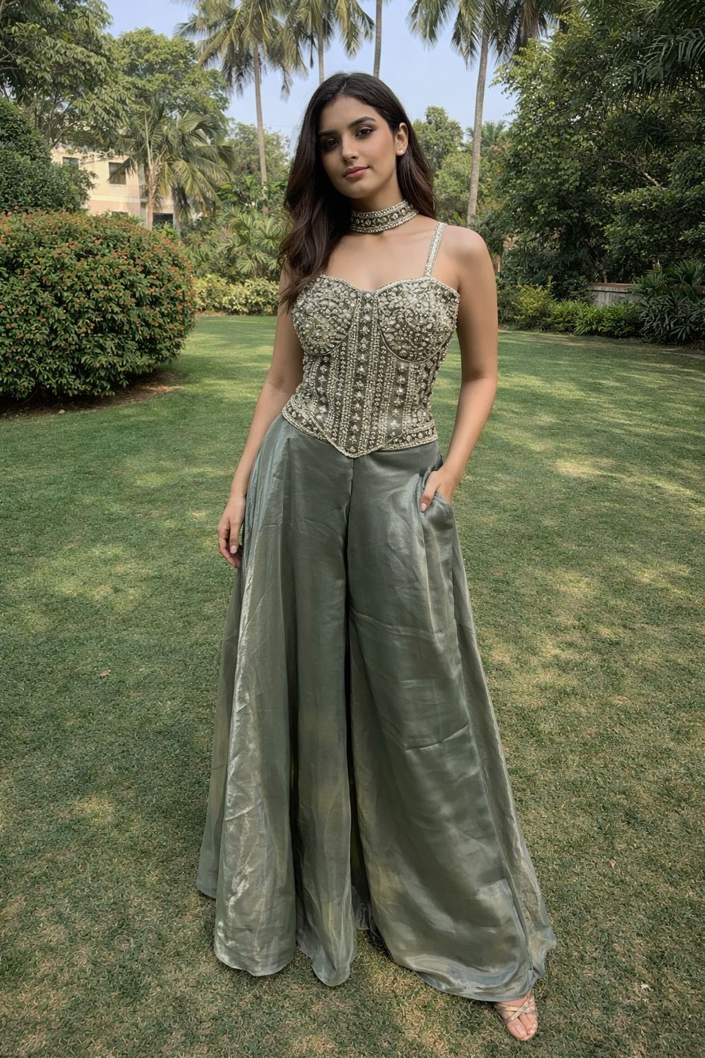Naisha K 667 Chinon With Thread Embroidery Work Indo Western Collection