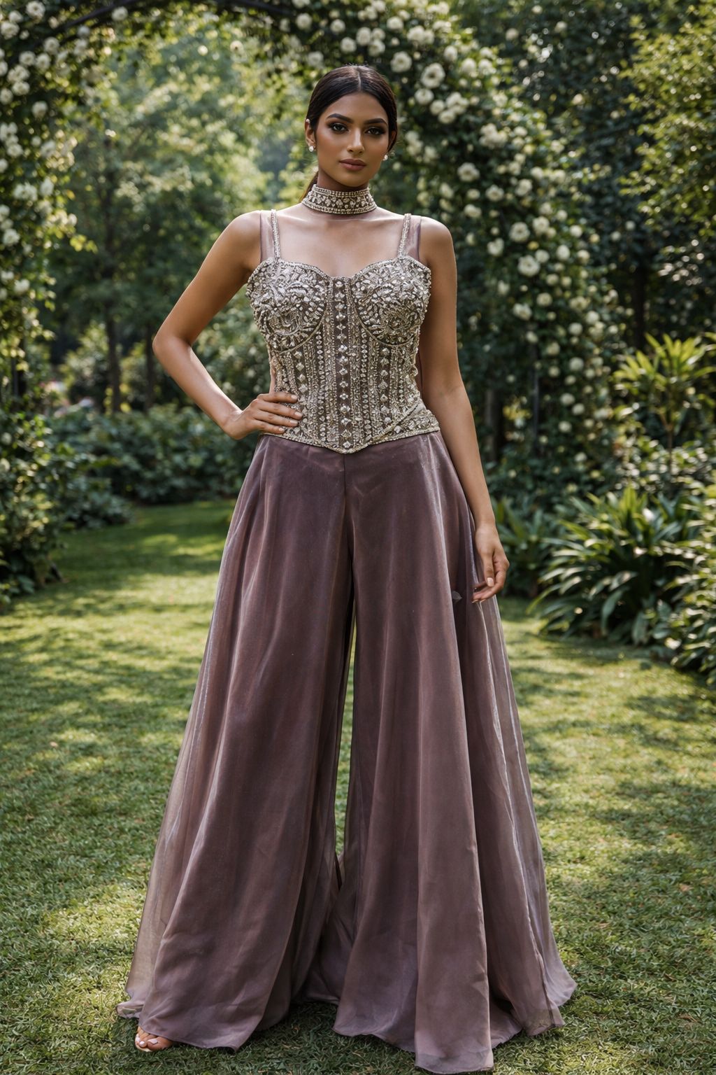 Naisha K 667 Chinon With Thread Embroidery Work Indo Western Collection