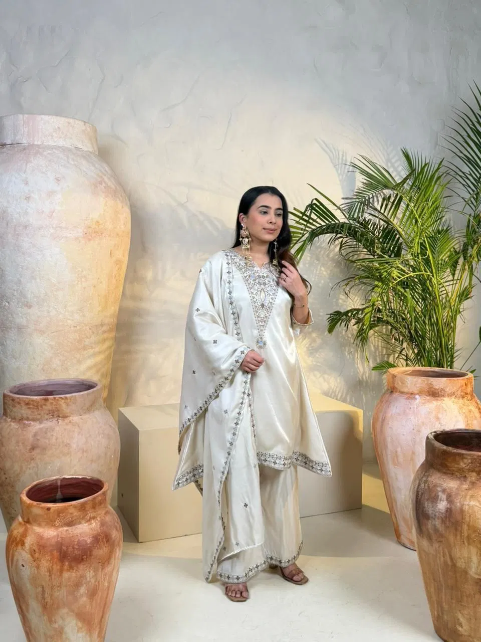 Naisha K 668 Glass With Work Festival Wear Top Plazzo And Dupatta