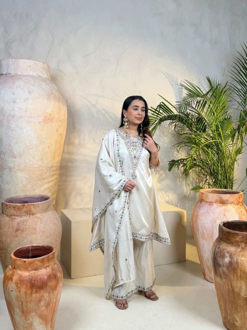 Naisha K 668 Glass With Work Festival Wear Top Plazzo And Dupatta