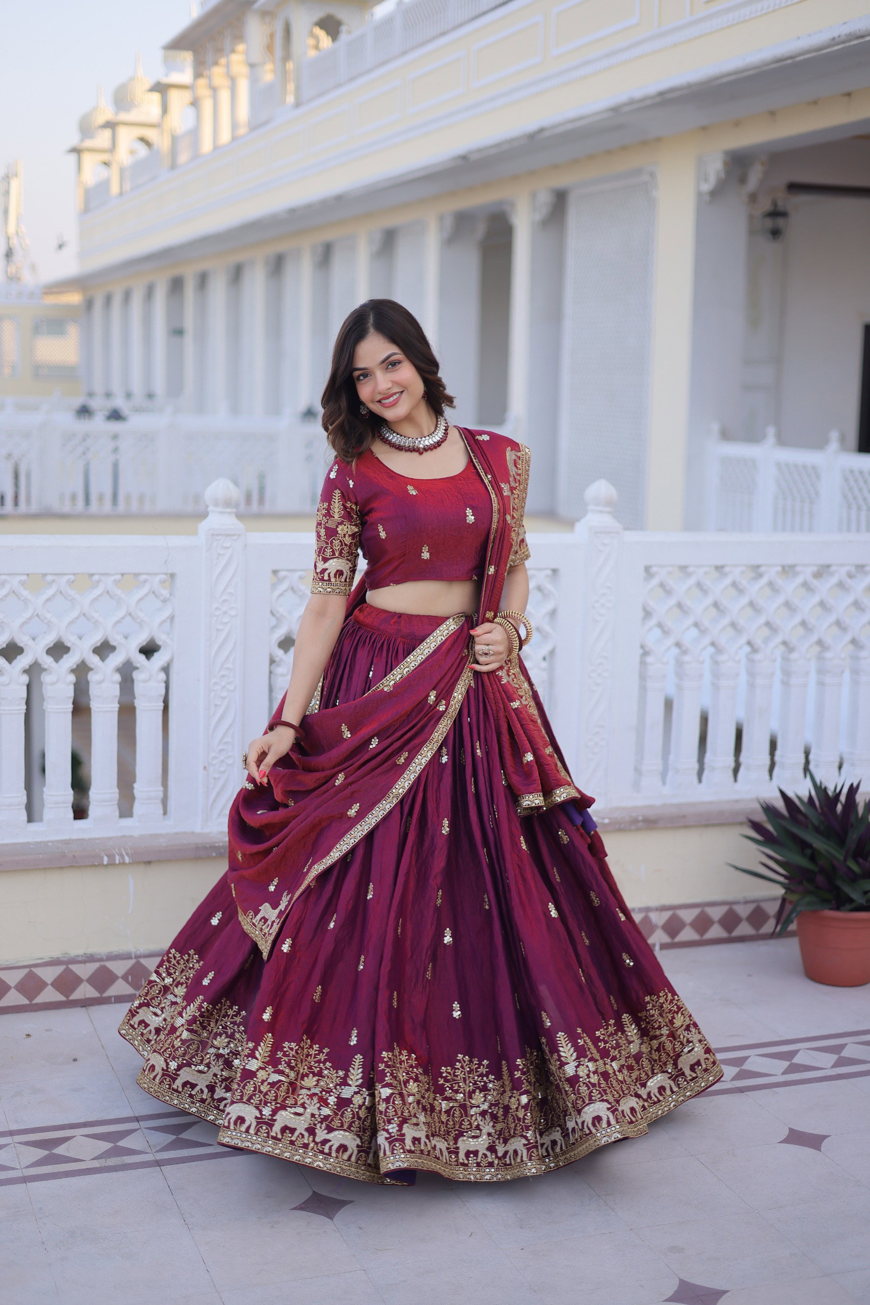 Lekha KA 5067 Fendi Silk Heavy Sequins Zari Thread Embroidery Work Lehenga Choli