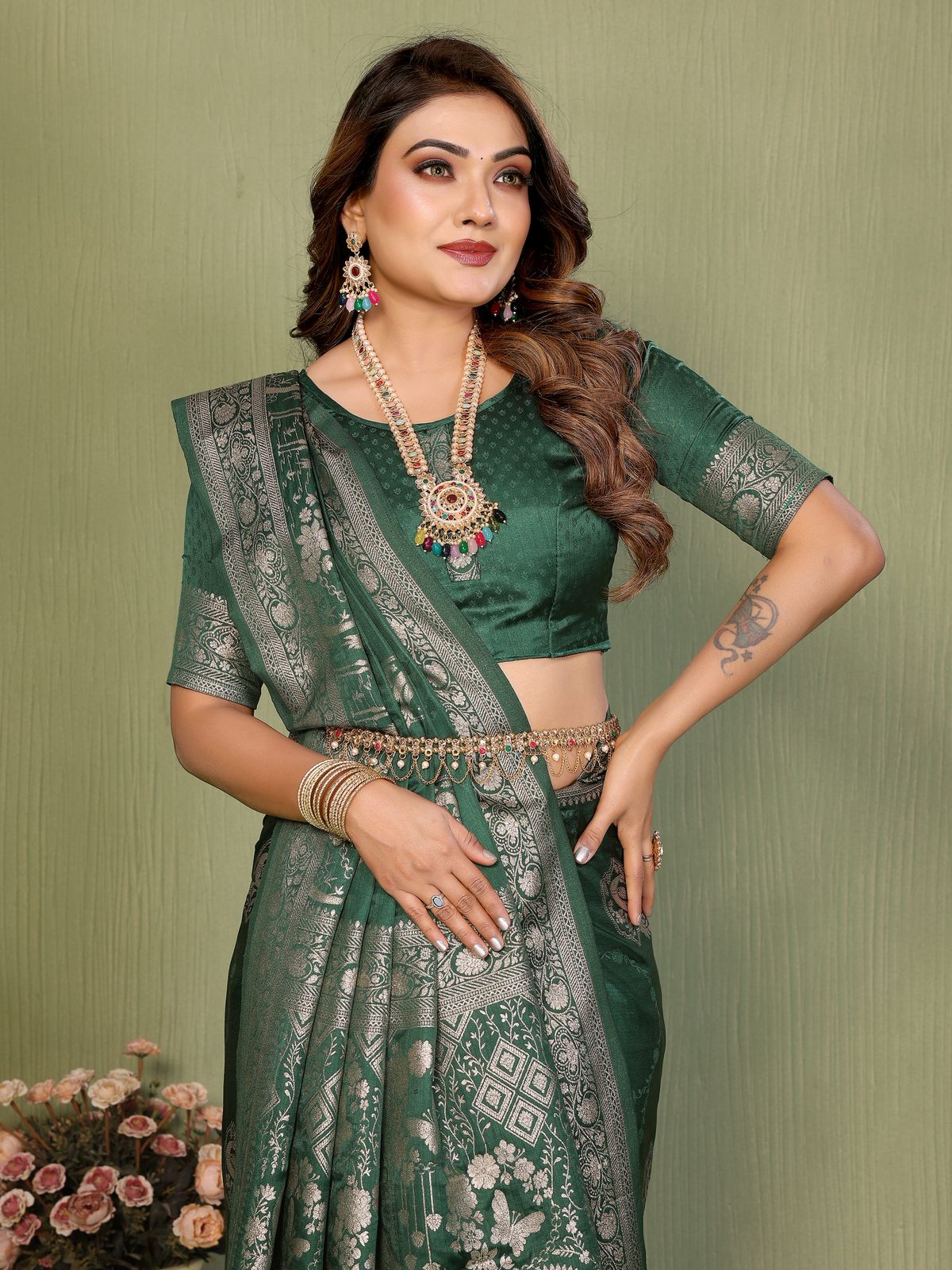 lekha Vc Shrimati Handloom Satin Silk Zari Weaving Saree