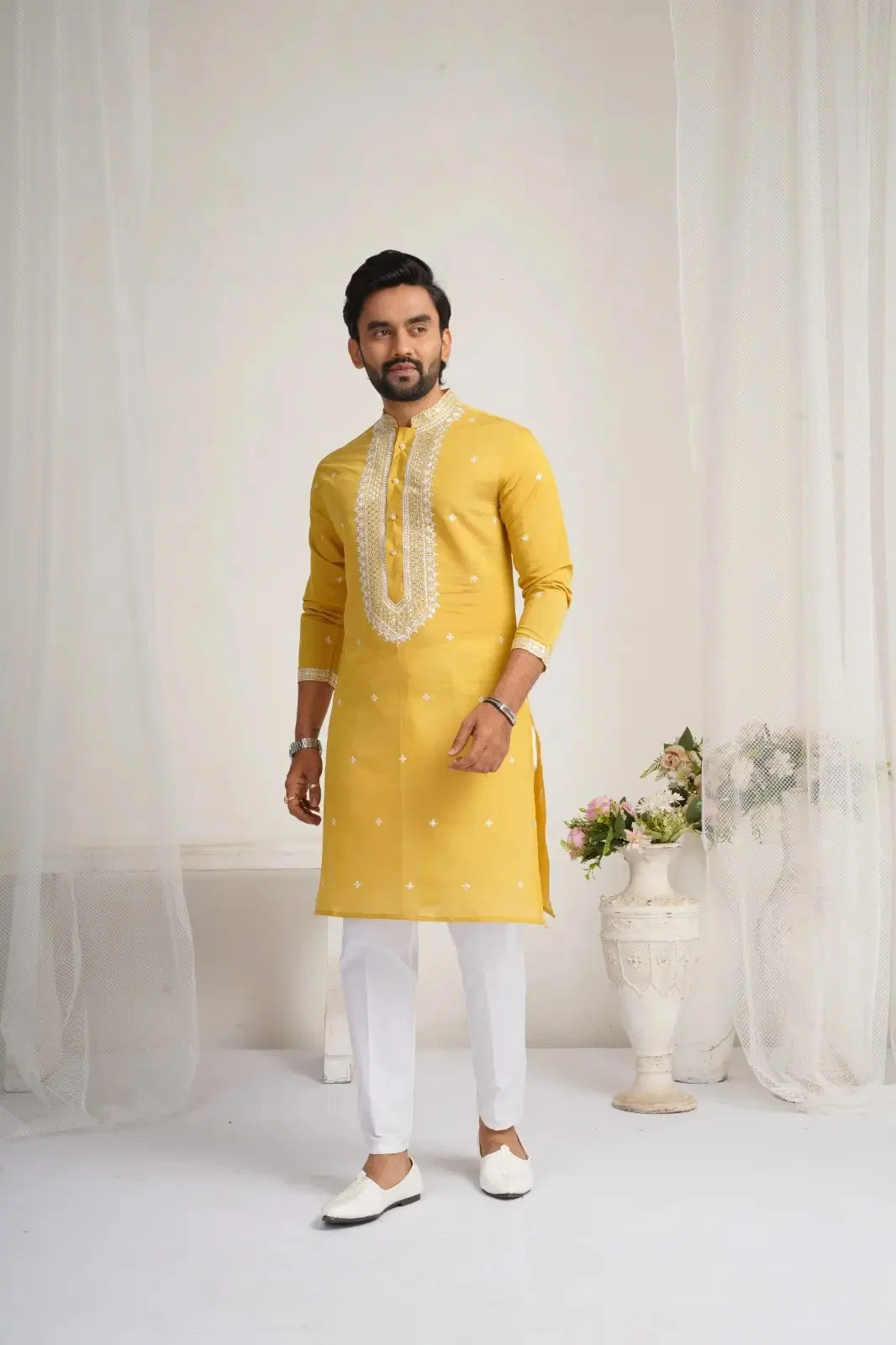 Shee Star 3 Roman Silk Embroidery Mens Kurta