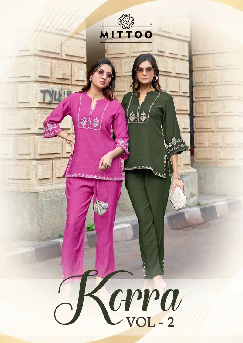 Mittoo Korra Vol 2 Viscose With Handwork Casual Wear Co Ord Set Collection