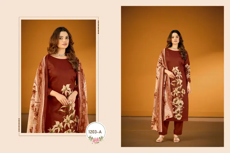 Radhika Azara Kayka 1203 A To D Jam Cotton Designer Print Dress Material