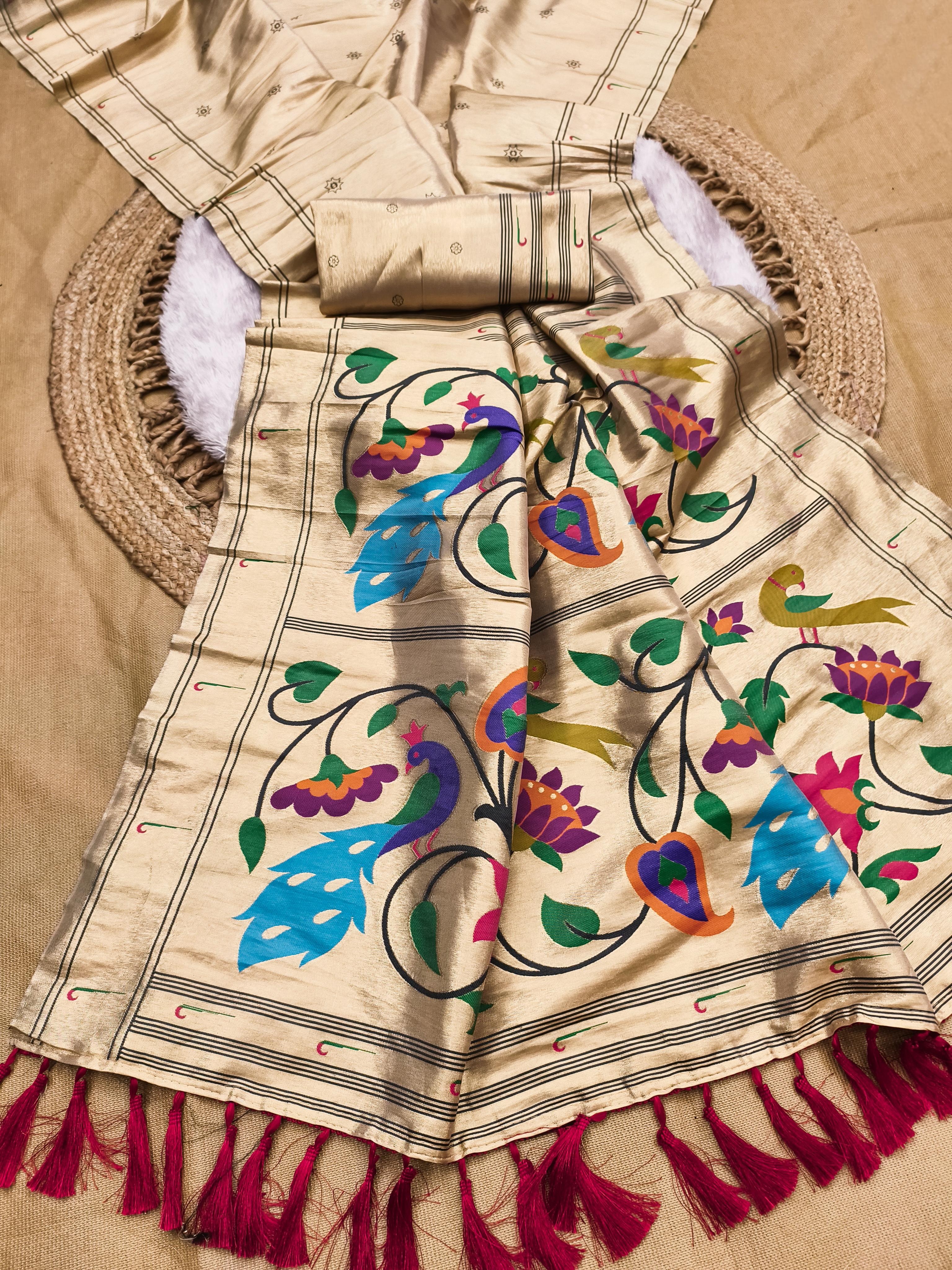 Lekha MN Zari Paithani Vol 2 Zari Tissue Pethani Silk Zari Weaving Saree