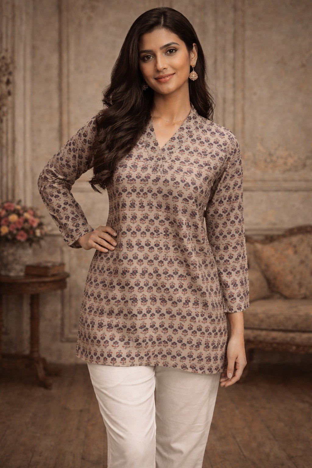 Aawiya RJ 2 Heavy Muslin Digital Printed Short Top