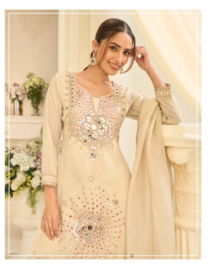 Sayuri Mirror 10312 A And B Simar Silk Mirror Work Top Gharara And Dupatta