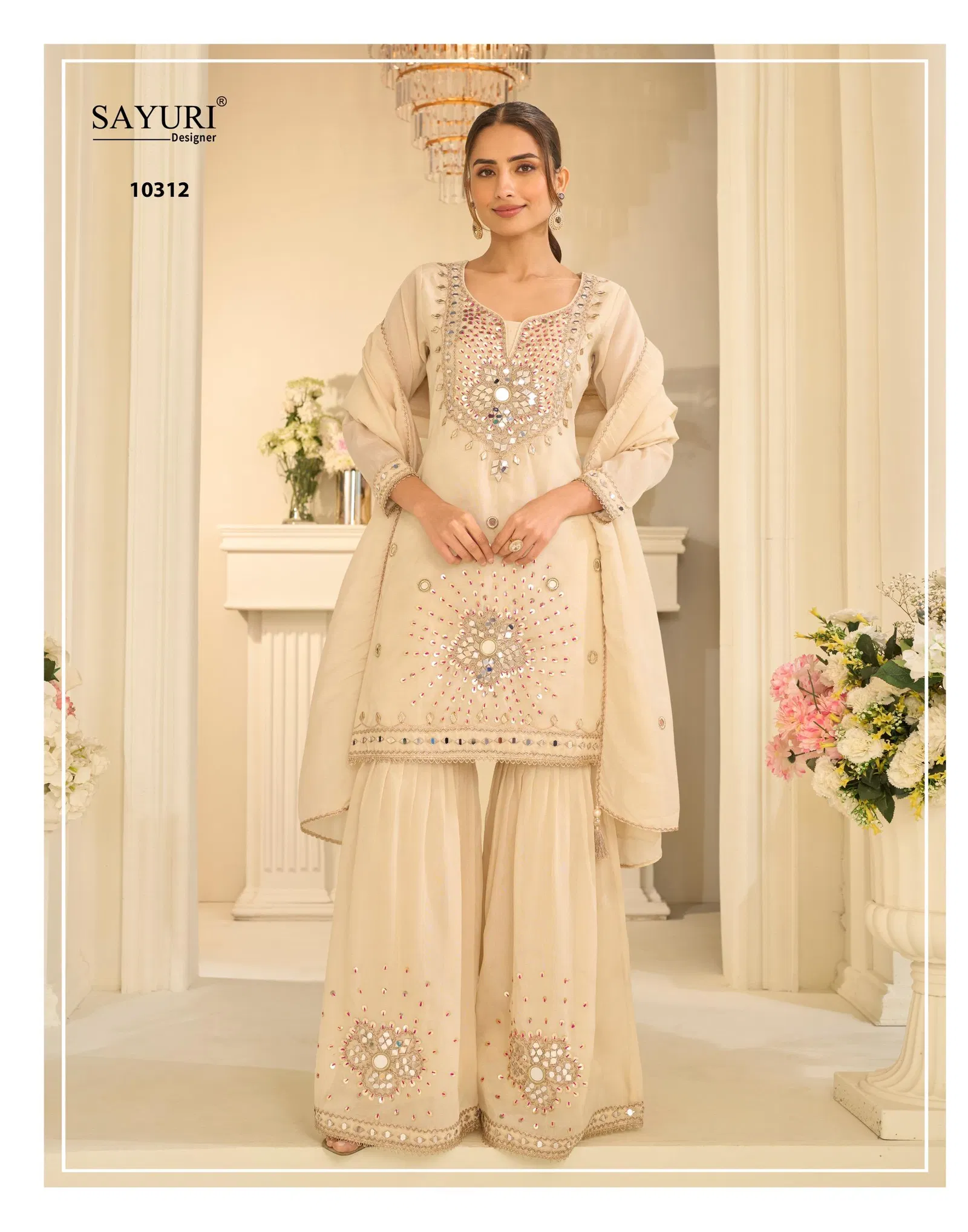 Sayuri Mirror 10312 A And B Simar Silk Mirror Work Top Gharara And Dupatta