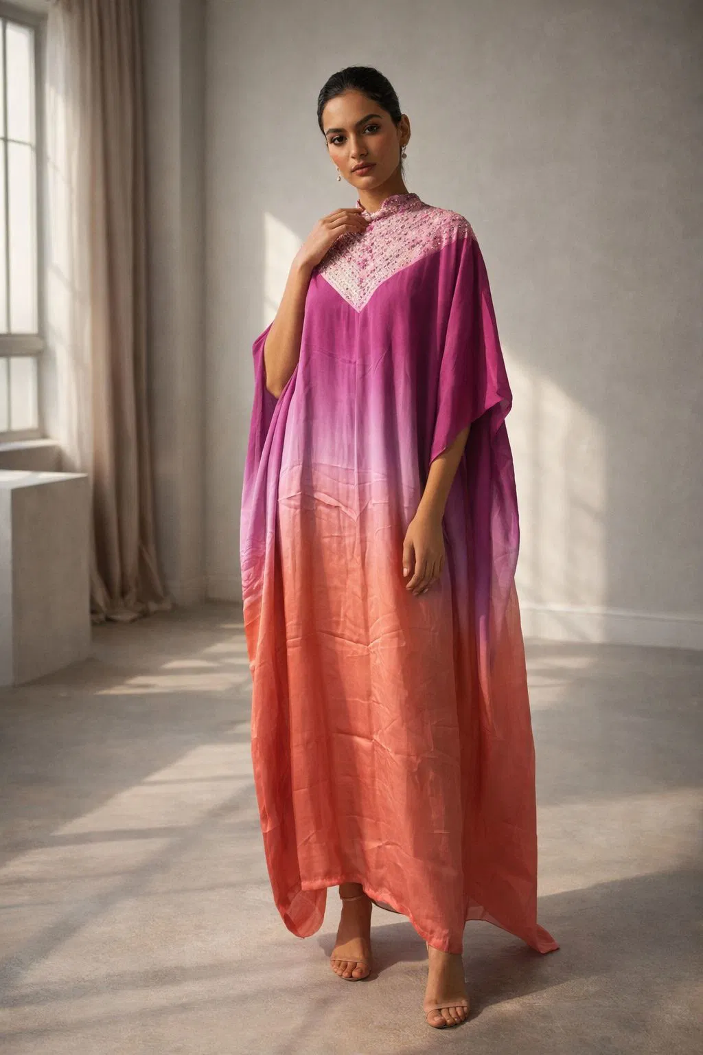 Naisha K 674 Modal Silk Bandhej Sibori Kaftan Collection