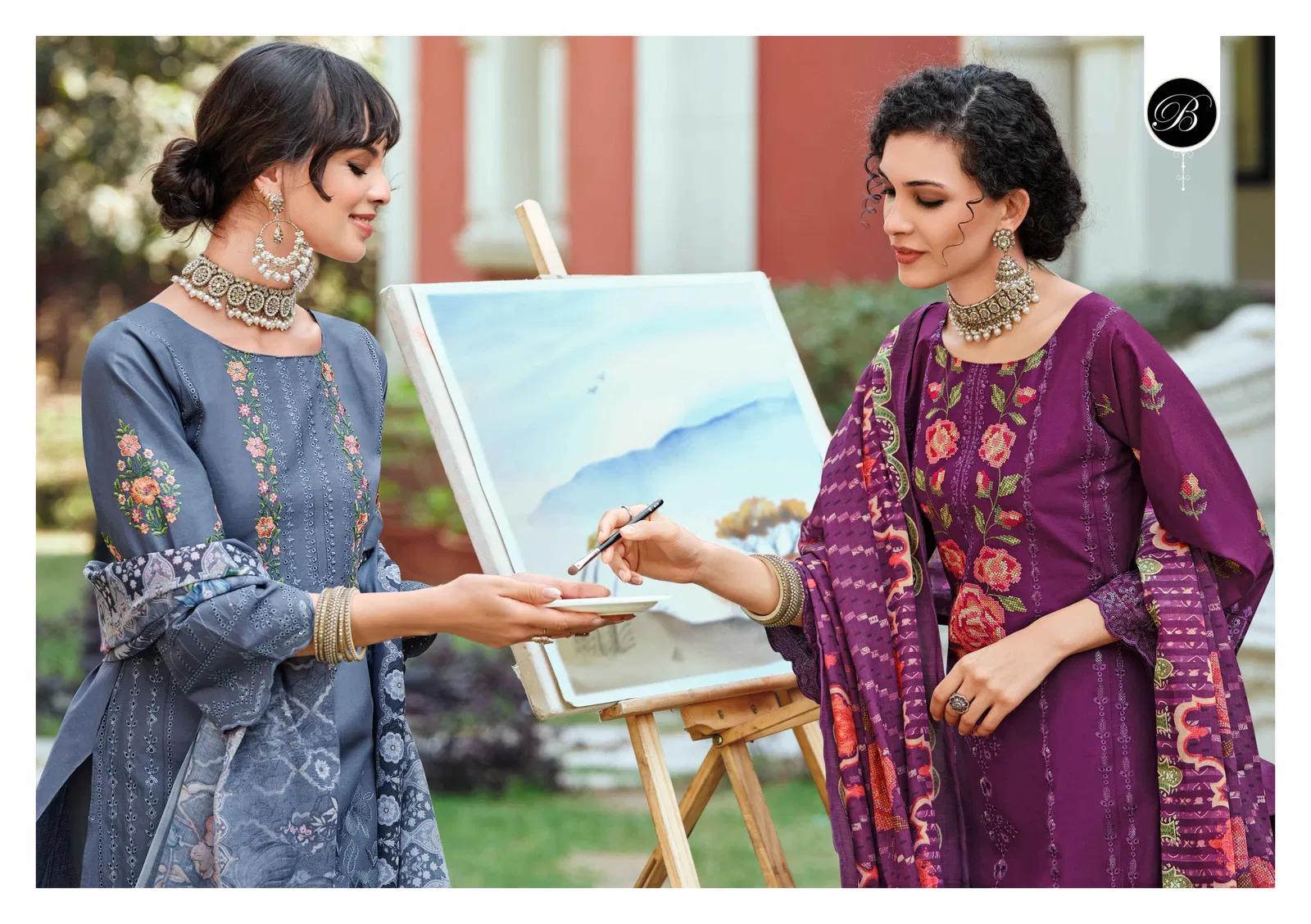 Belliza Jade Ombre Zoya Lawn Cotton With Embroidery Dress Material