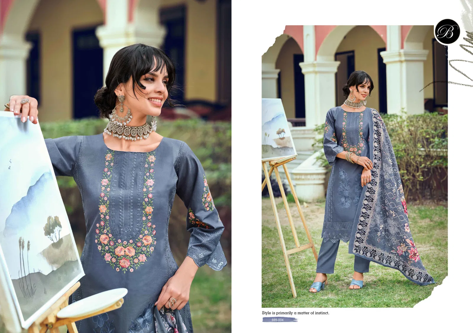 Belliza Jade Ombre Zoya Lawn Cotton With Embroidery Dress Material