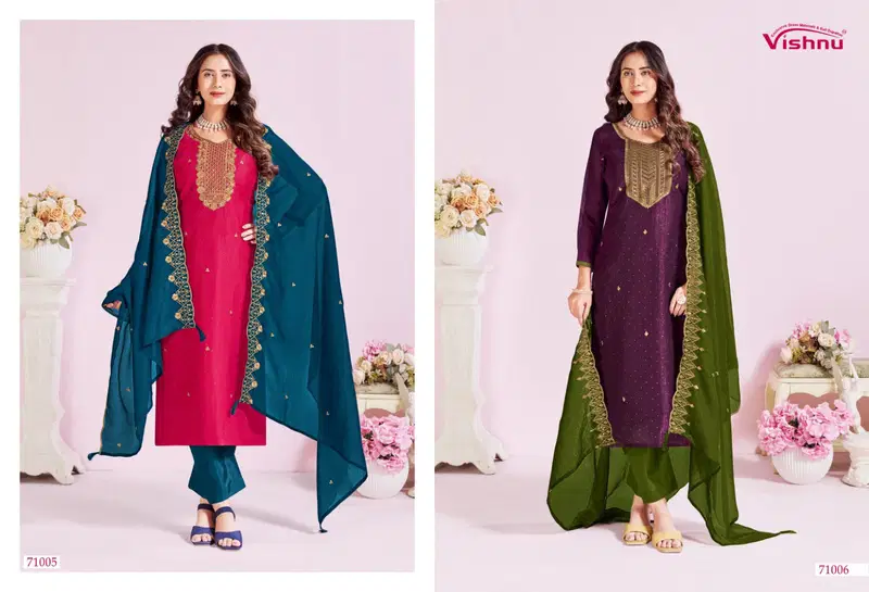 Vishnu Rutbaa Crunchy Blooming Work Dress Material Collection