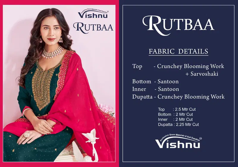 Vishnu Rutbaa Crunchy Blooming Work Dress Material Collection