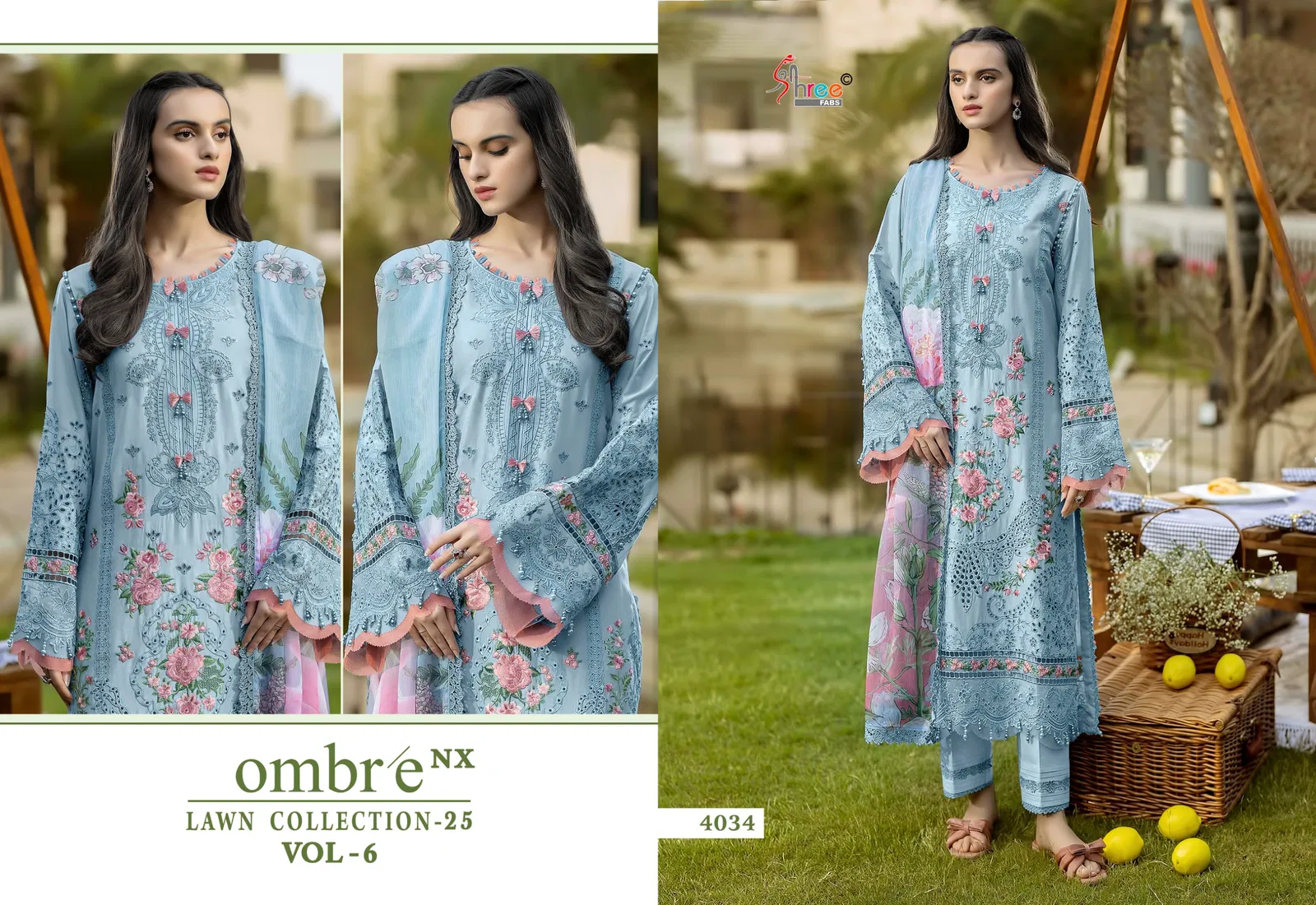 Shree Ombre Lawn Collection 25 Vol 6 Nx Chiffon Dupatta Pakistani Salwar Kameez