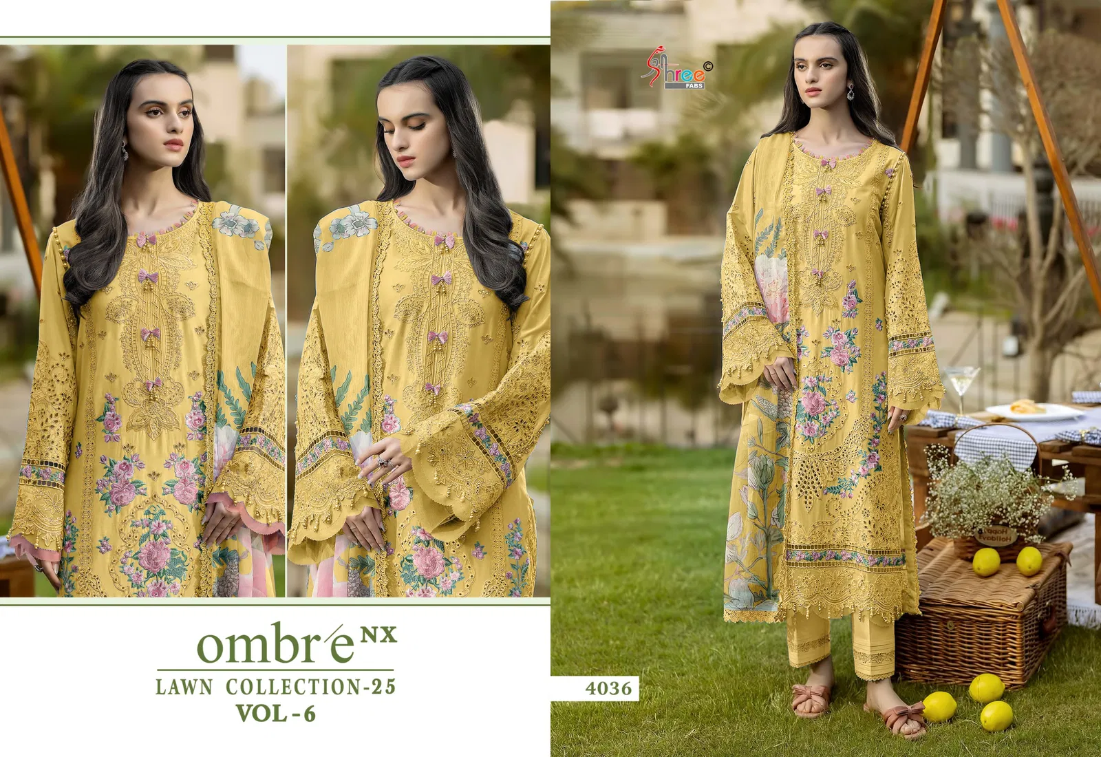 Shree Ombre Lawn Collection 25 Vol 6 Nx Chiffon Dupatta Pakistani Salwar Kameez