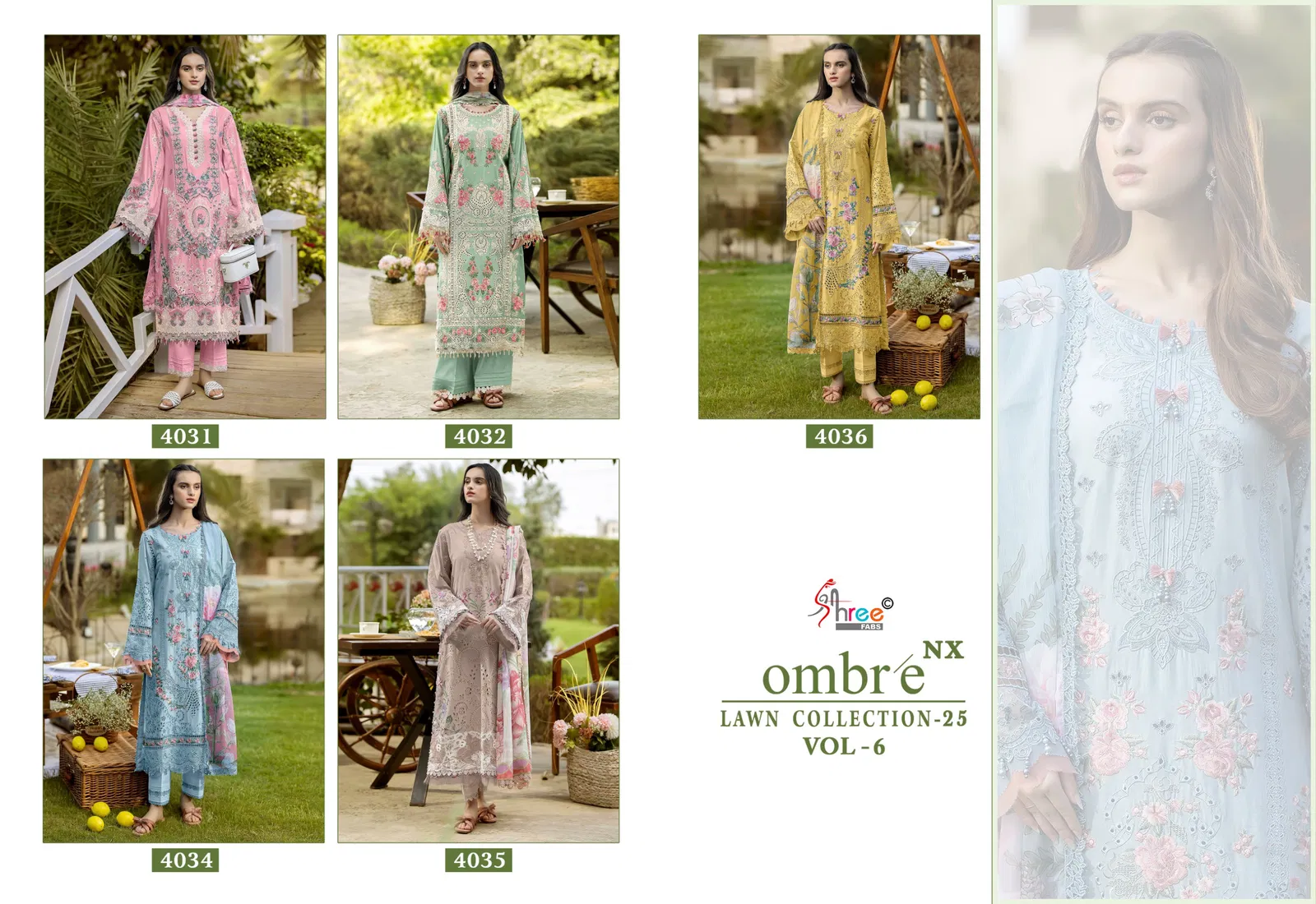 Shree Ombre Lawn Collection 25 Vol 6 Nx Chiffon Dupatta Pakistani Salwar Kameez