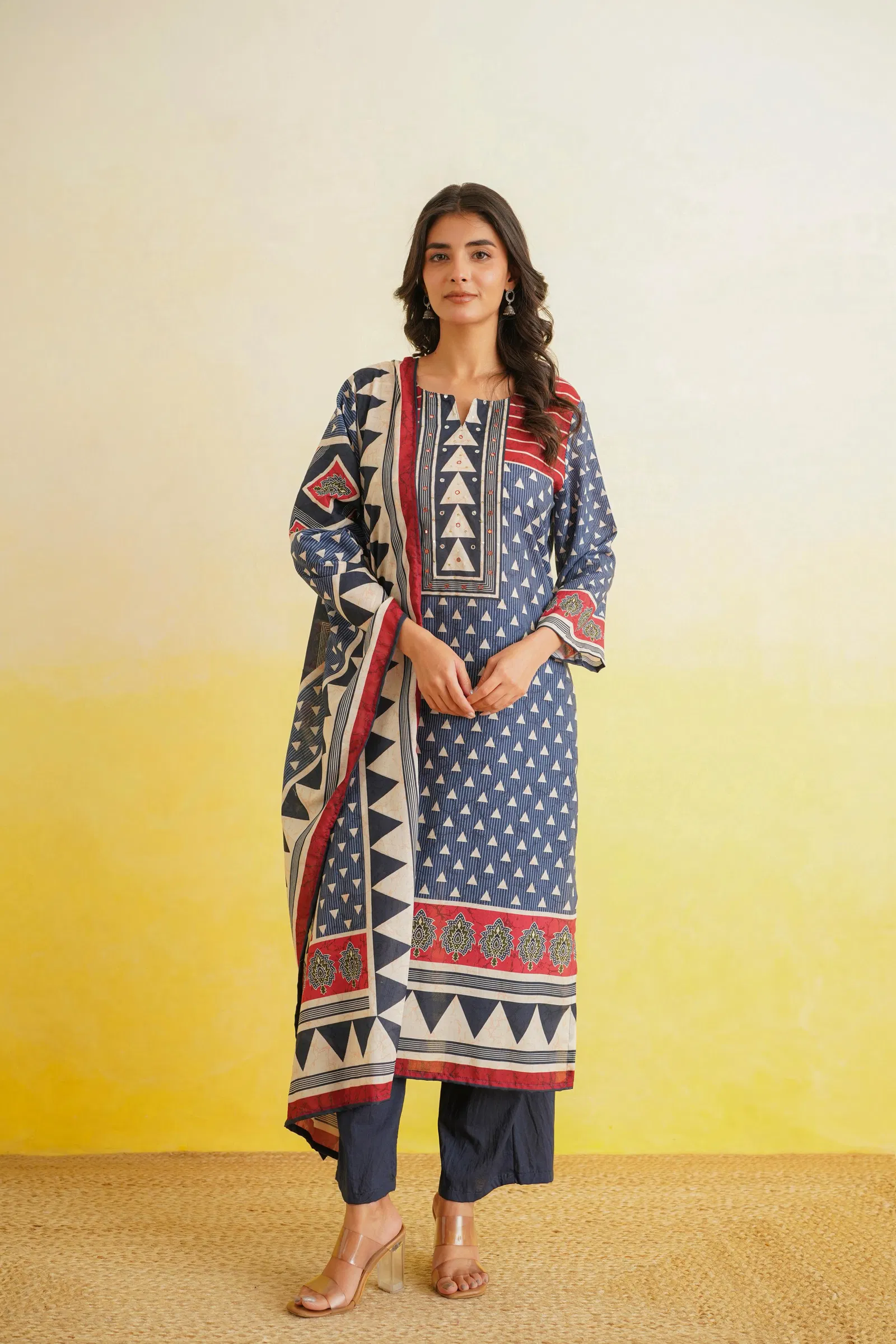 Naisha K 677 Cotton Traditional Wear Kurti Pant And Dupatta Collection