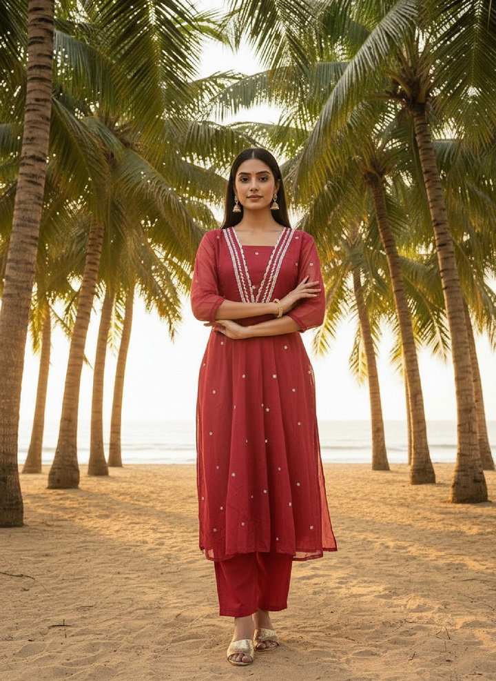 Navya Kurti 218 Party Wear Embroidery Worked Organza Kurti with Pant and Dupatta Set