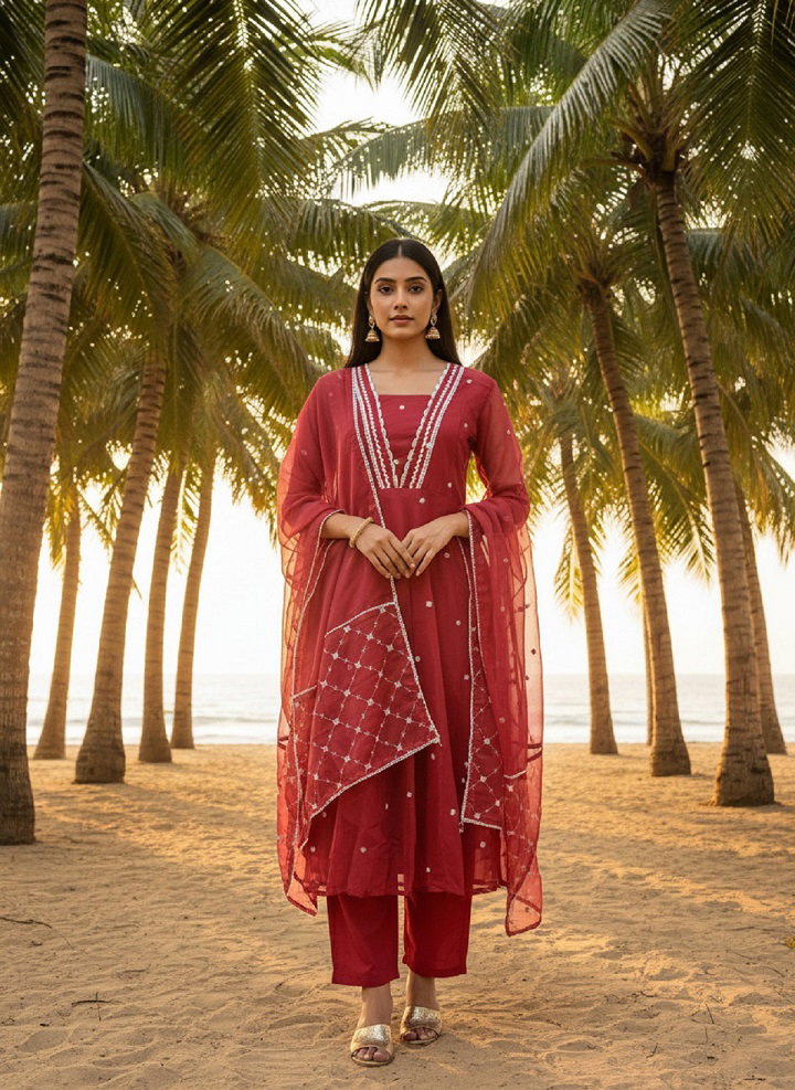 Navya Kurti 218 Party Wear Embroidery Worked Organza Kurti with Pant and Dupatta Set