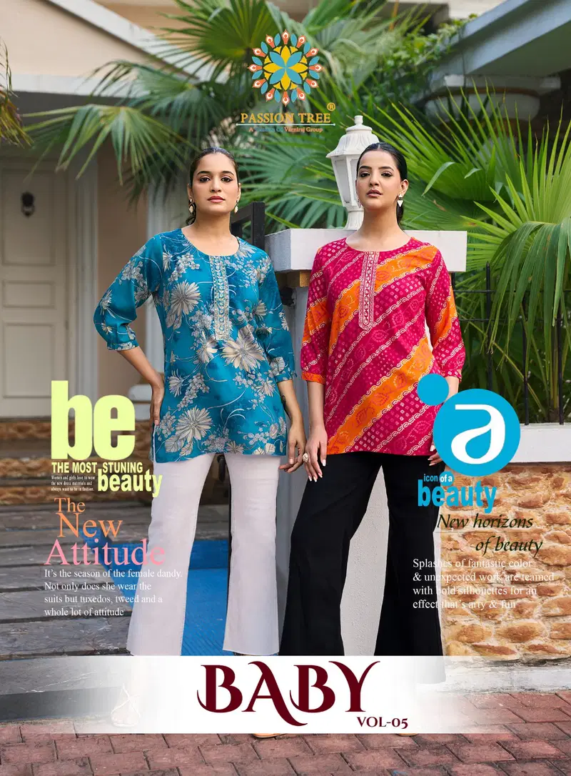 Baby Vol 5 By Passion Tree Rayon Foil Printed Short Top Collection