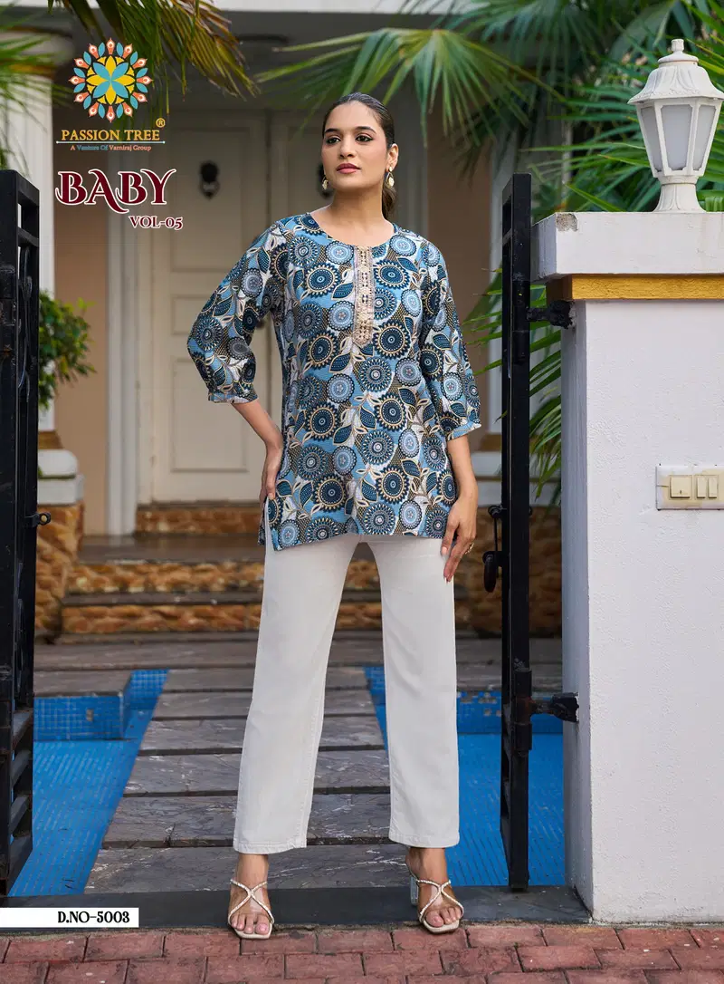 Baby Vol 5 By Passion Tree Rayon Foil Printed Short Top Collection