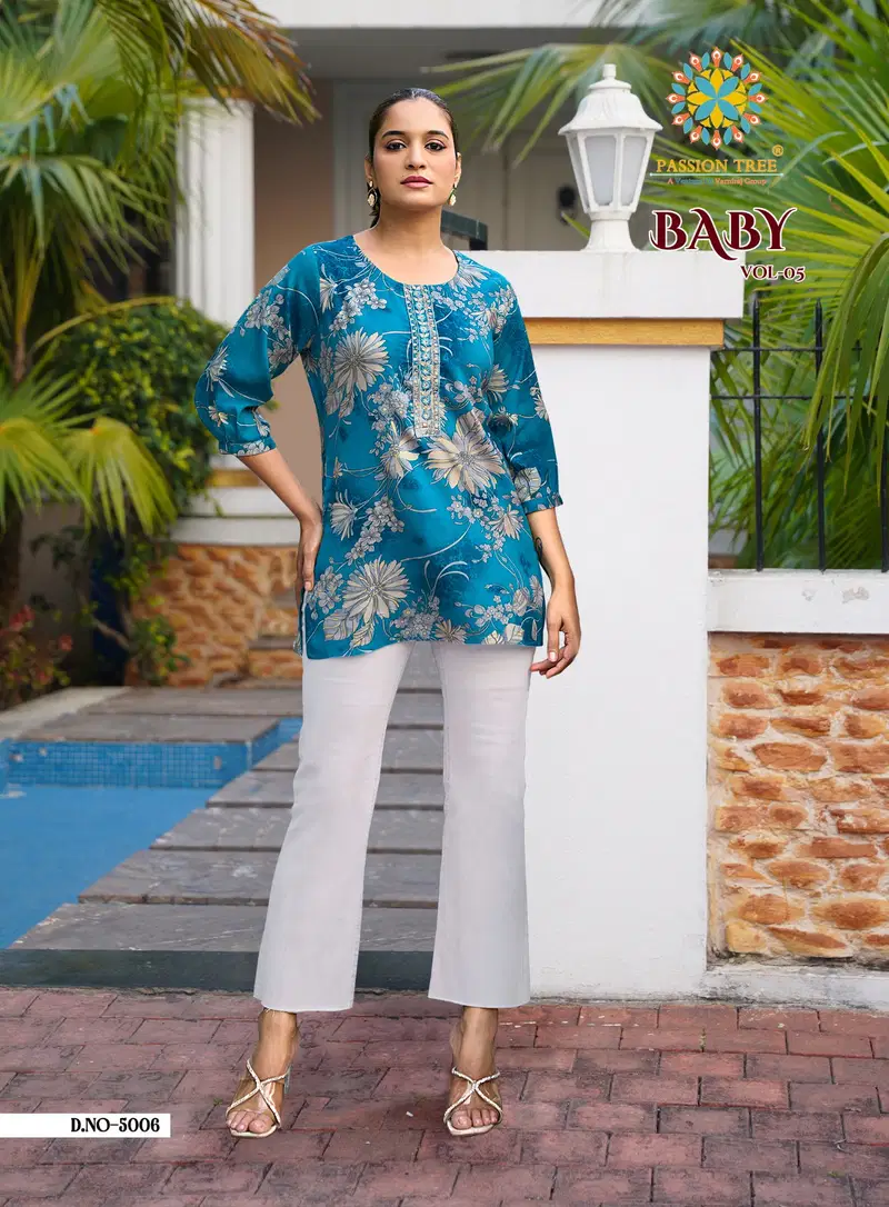Baby Vol 5 By Passion Tree Rayon Foil Printed Short Top Collection