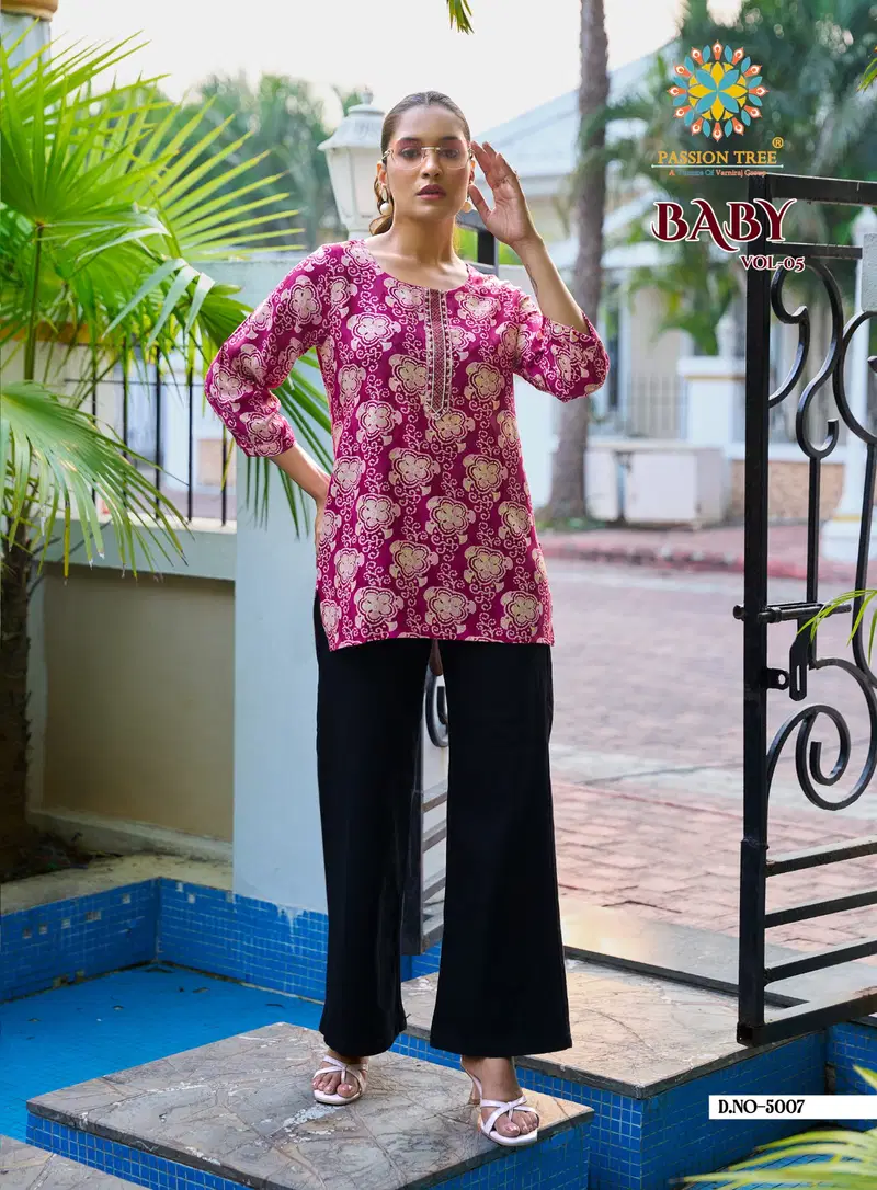 Baby Vol 5 By Passion Tree Rayon Foil Printed Short Top Collection