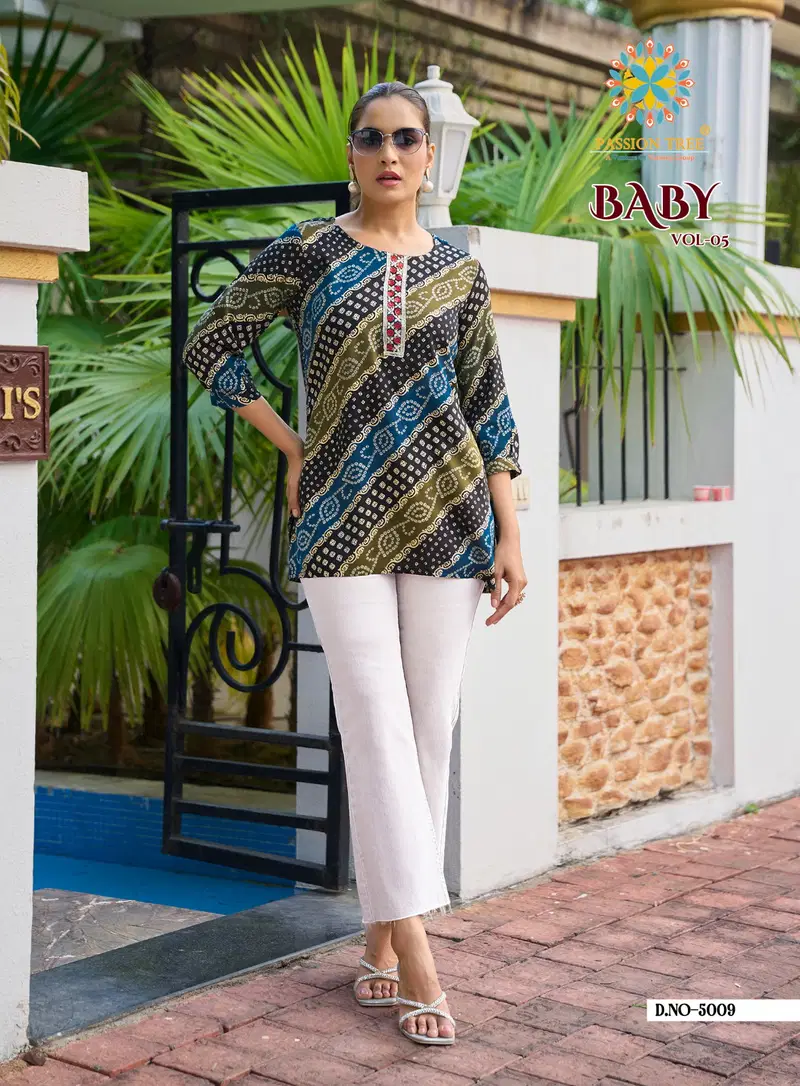Baby Vol 5 By Passion Tree Rayon Foil Printed Short Top Collection