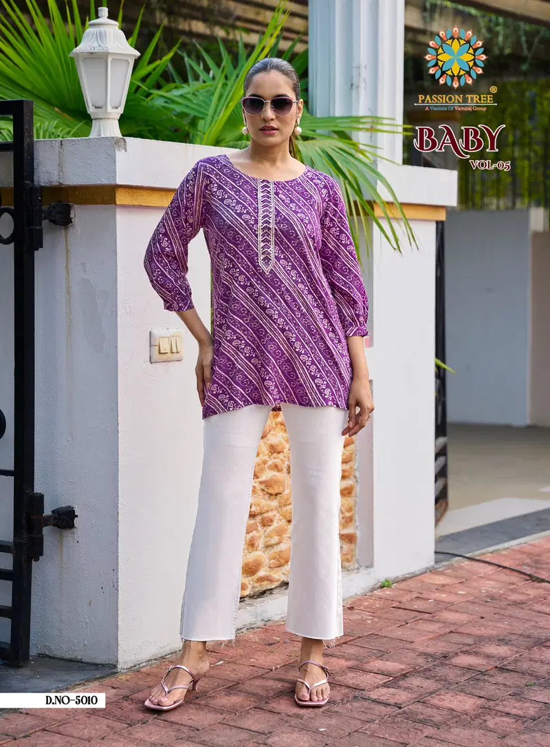 Baby Vol 5 By Passion Tree Rayon Foil Printed Short Top Collection