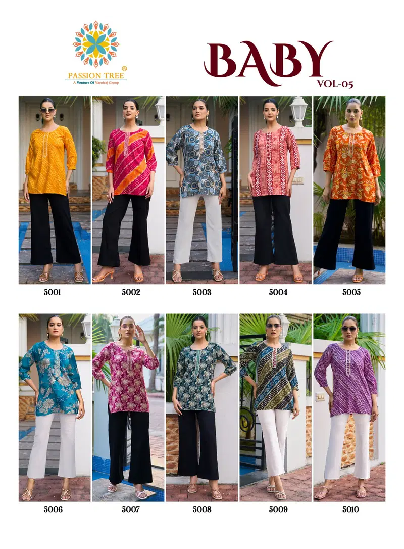 Baby Vol 5 By Passion Tree Rayon Foil Printed Short Top Collection