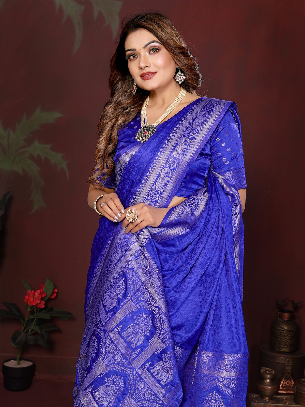 Lekha VC Swikruti Soft Satin Silk Zari Weaving Border Saree