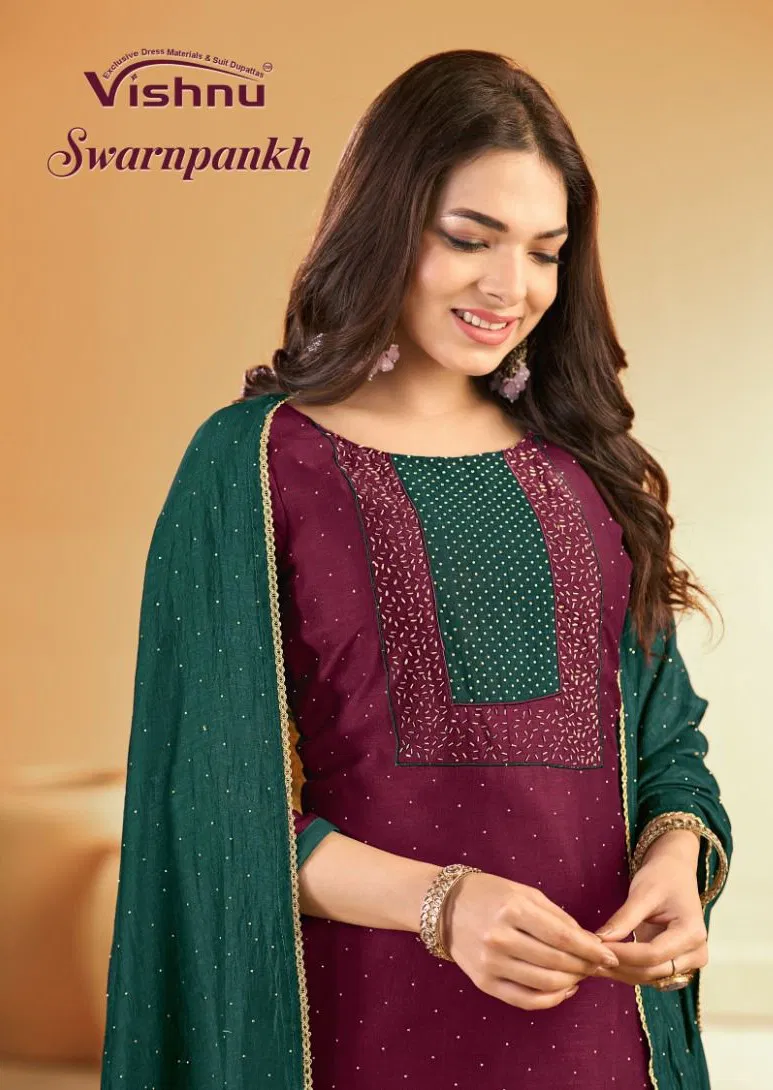 Vishnu Swarnapankh Vichitra Blooming With Work Dress Material