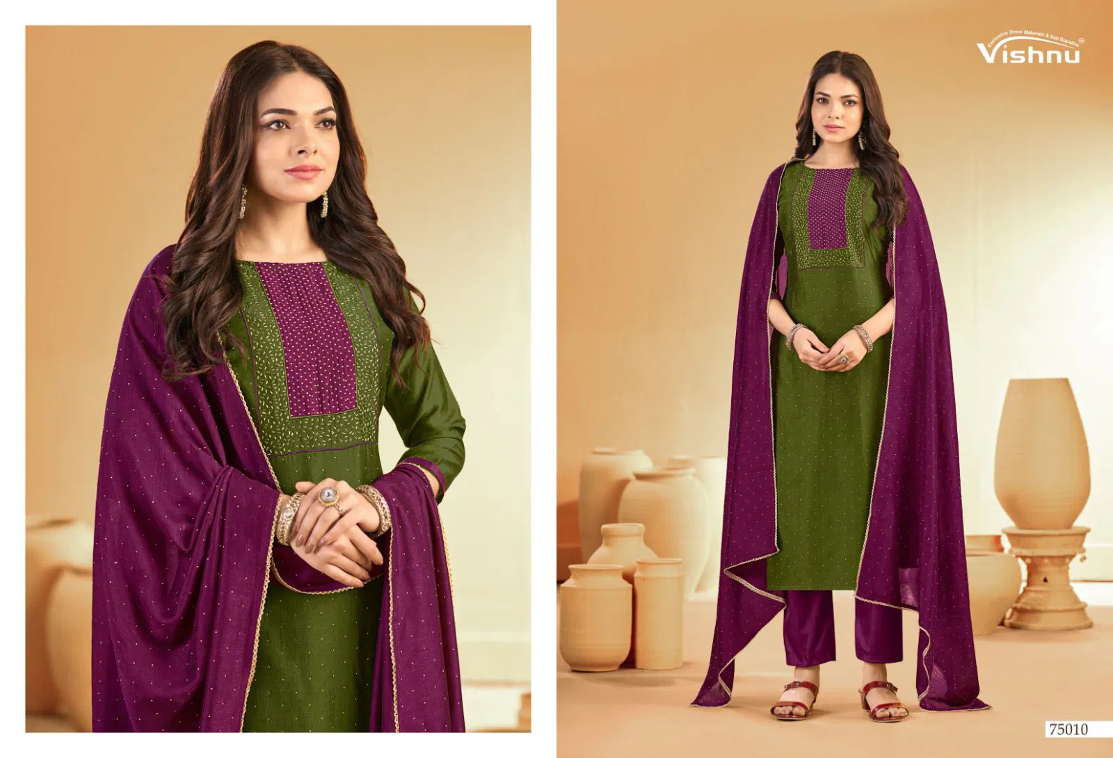 Vishnu Swarnapankh Vichitra Blooming With Work Dress Material