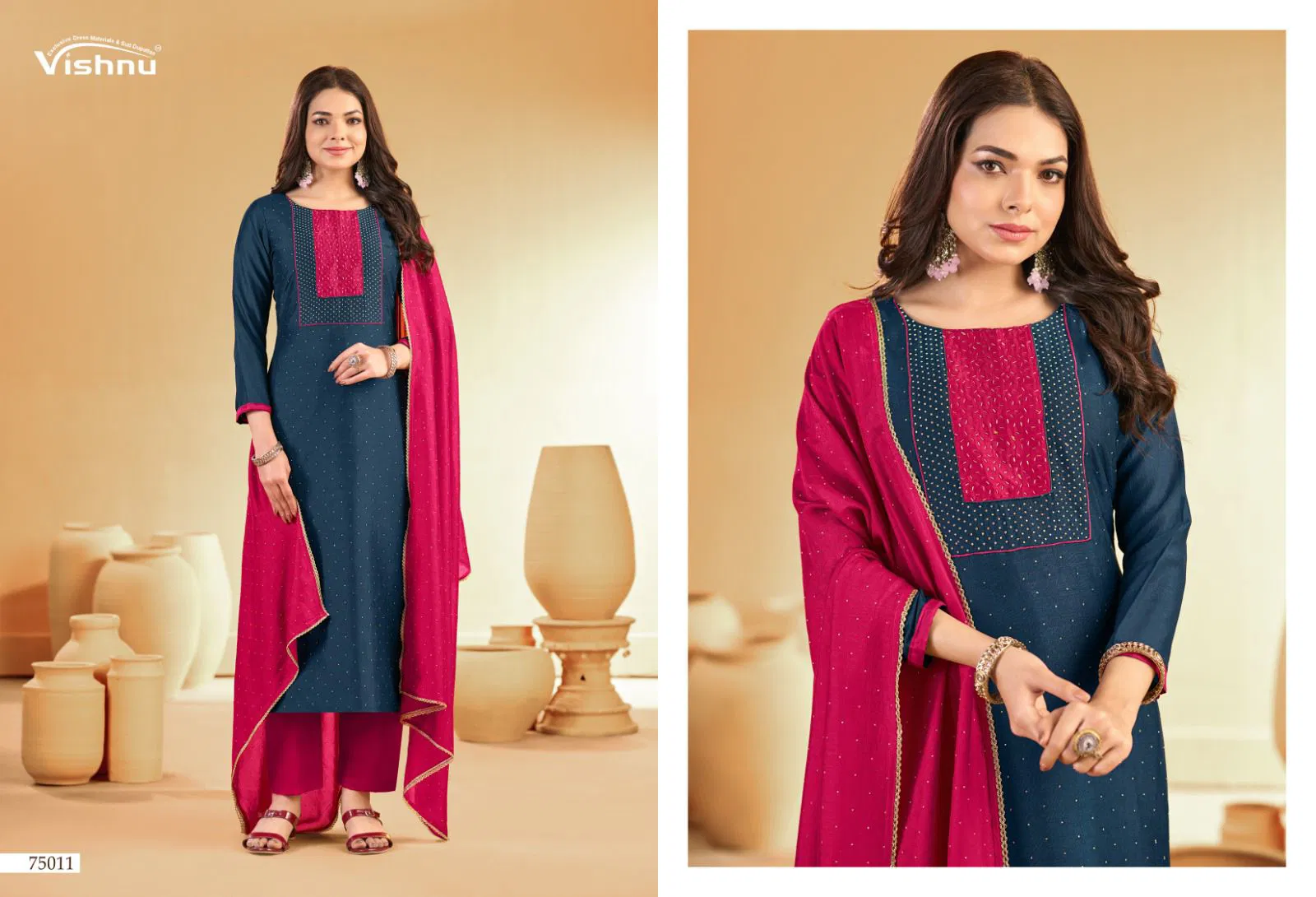 Vishnu Swarnapankh Vichitra Blooming With Work Dress Material