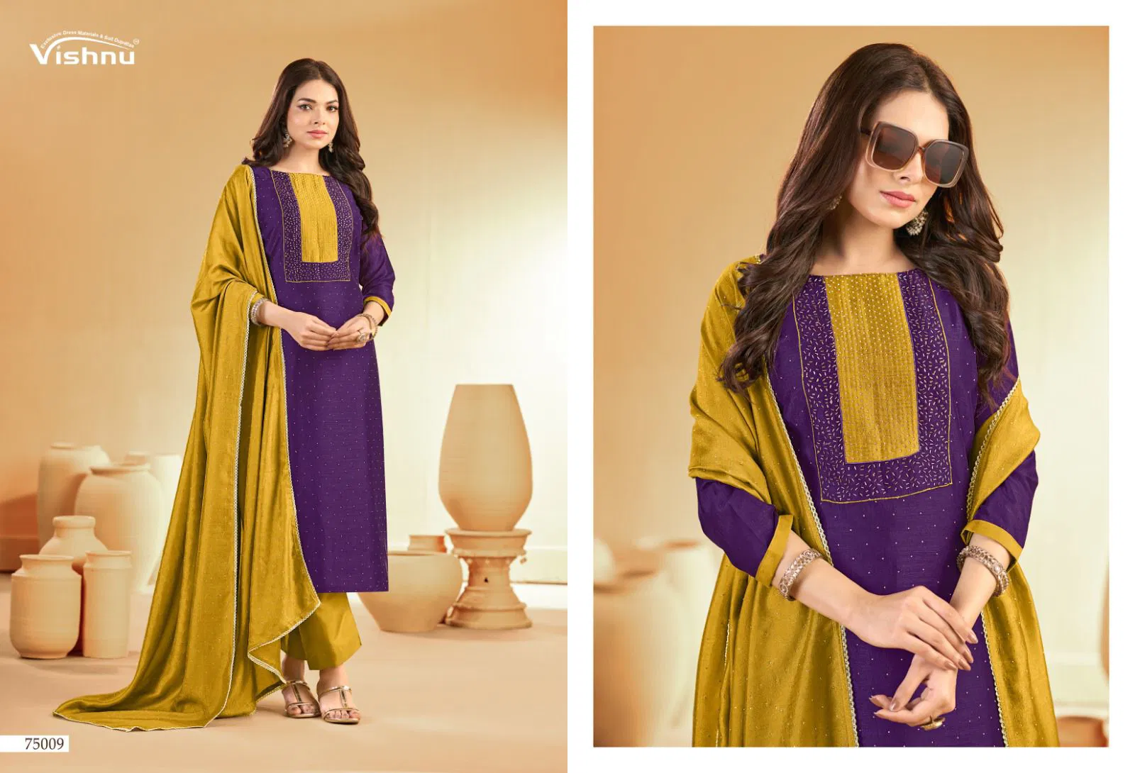 Vishnu Swarnapankh Vichitra Blooming With Work Dress Material