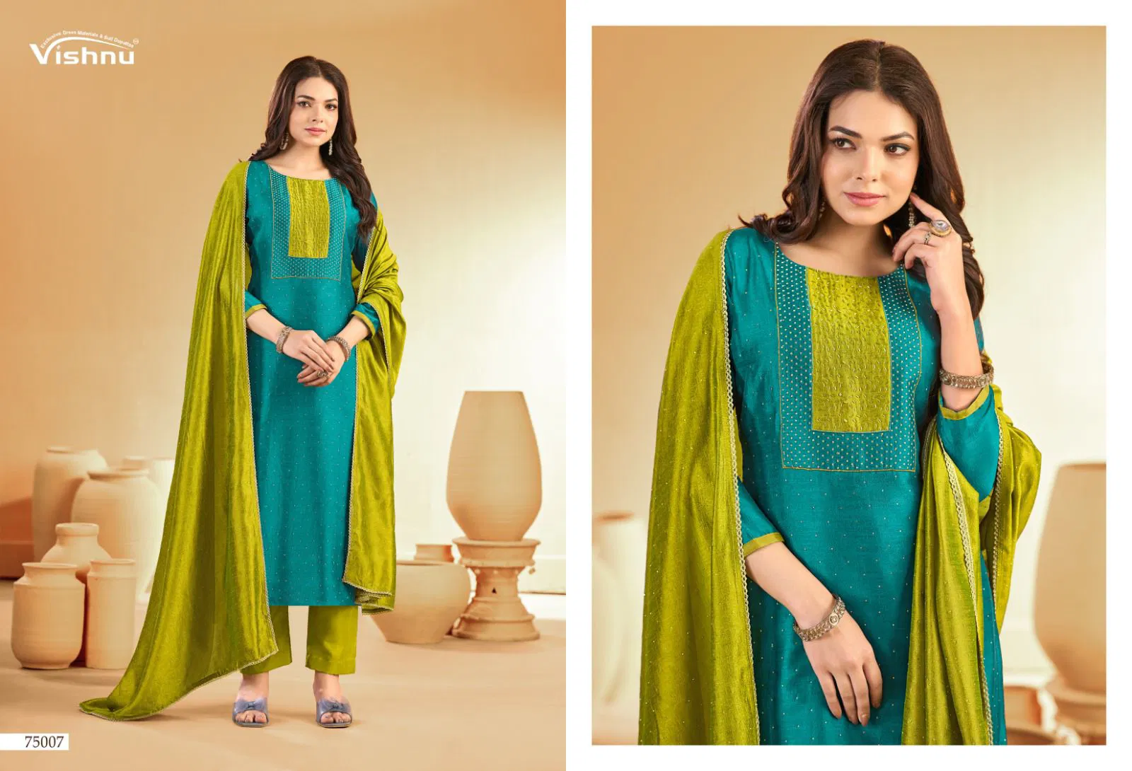 Vishnu Swarnapankh Vichitra Blooming With Work Dress Material