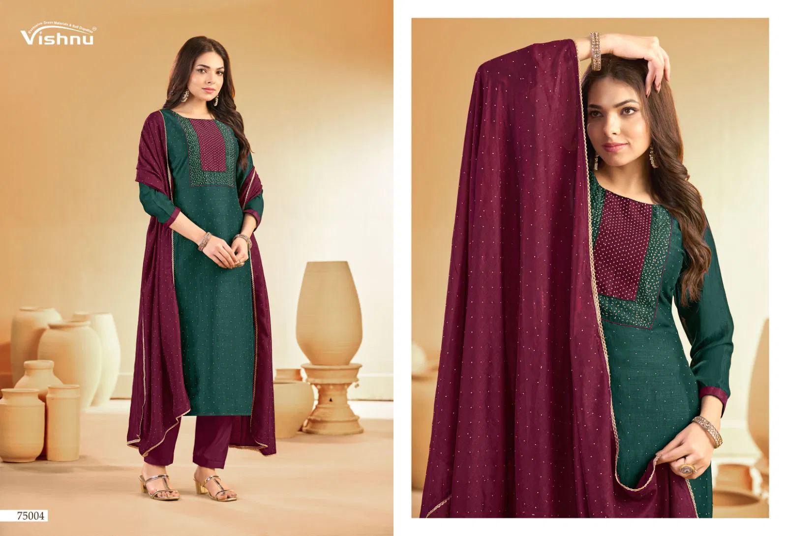 Vishnu Swarnapankh Vichitra Blooming With Work Dress Material