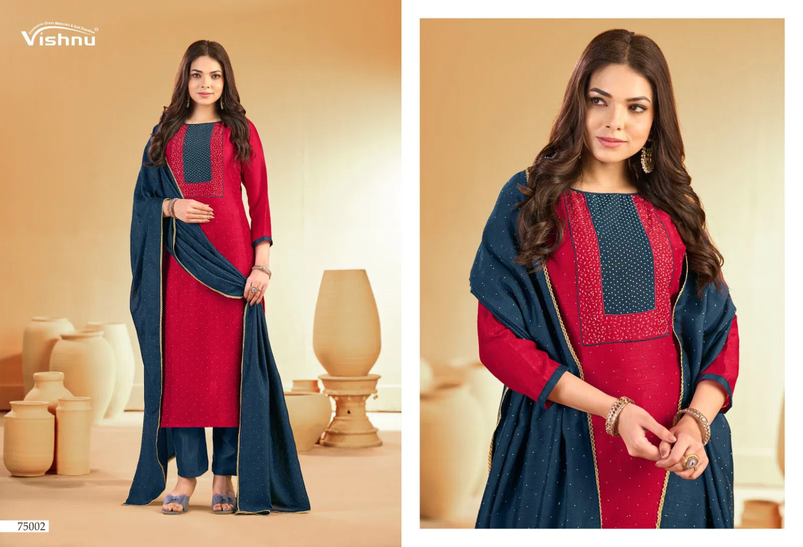 Vishnu Swarnapankh Vichitra Blooming With Work Dress Material